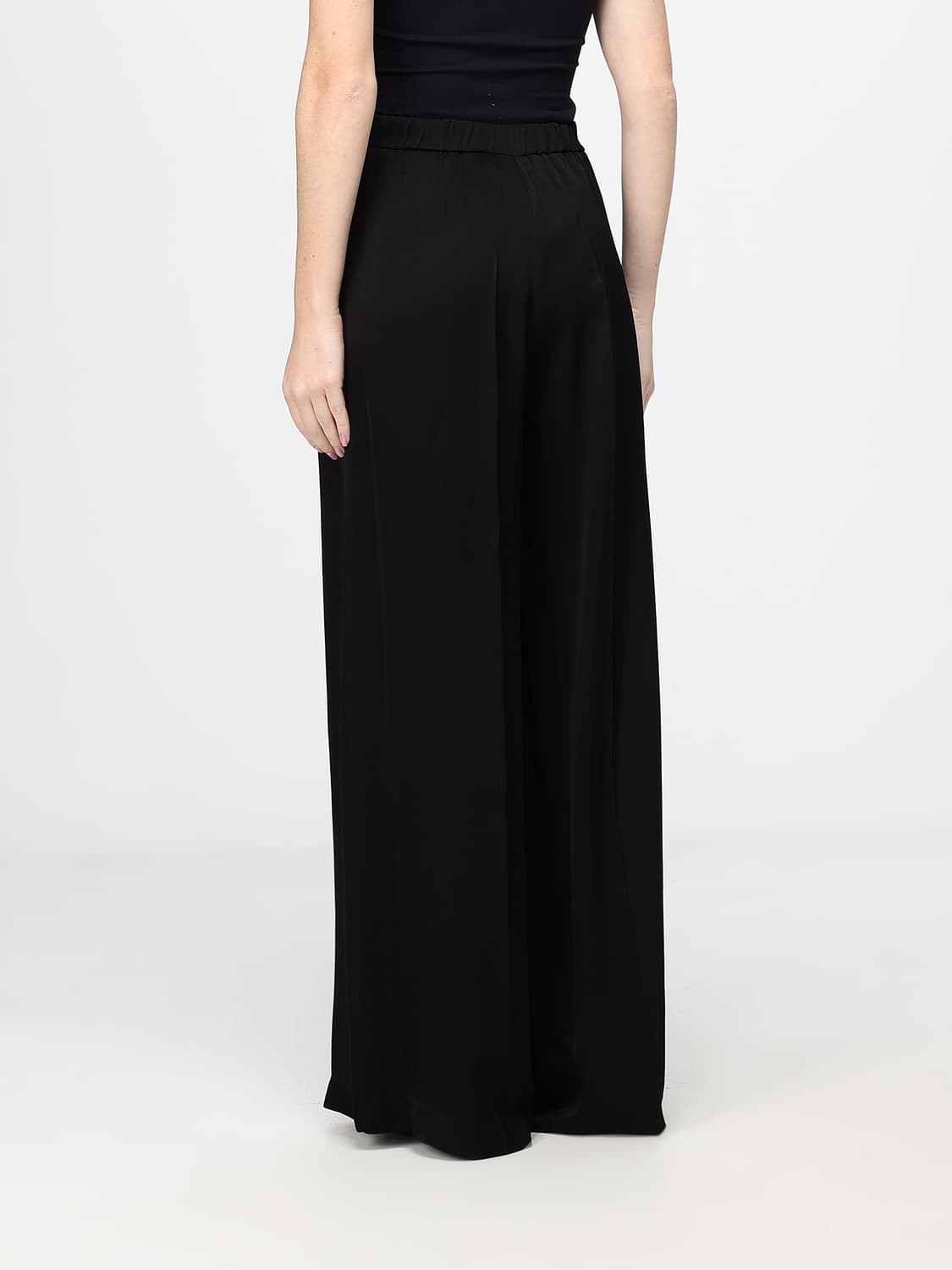 MEIMEIJ HOSE: Palazzo-Hose von Meimeij aus Satin mit weitem Bein und mittlerer Leibhöhe, Schwarz - Img 2