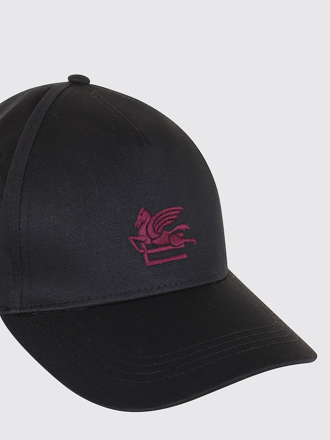 ETRO HAT: Etro Cotton Twill Baseball Cap with Embroidered Pegaso Logo, Blue - Img 3