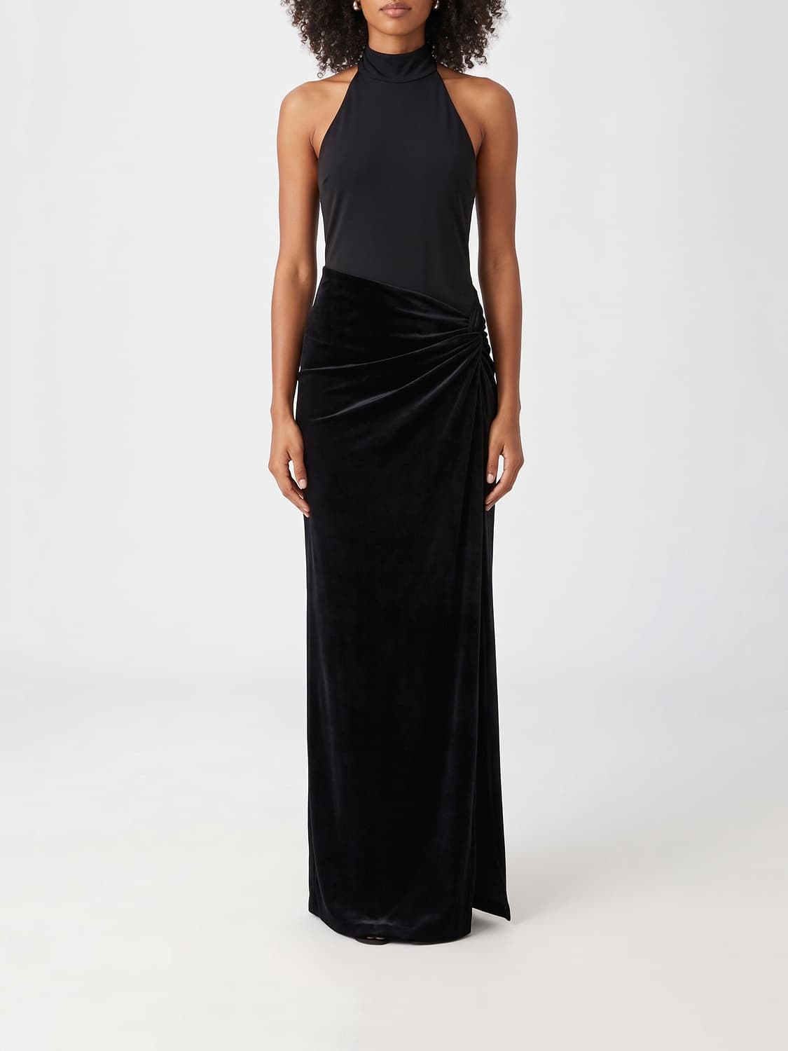 THE ANDAMANE KLEID: The Andamane Langes Abendkleid Jessie aus Jersey mit Neckholder, Schwarz - Img 1