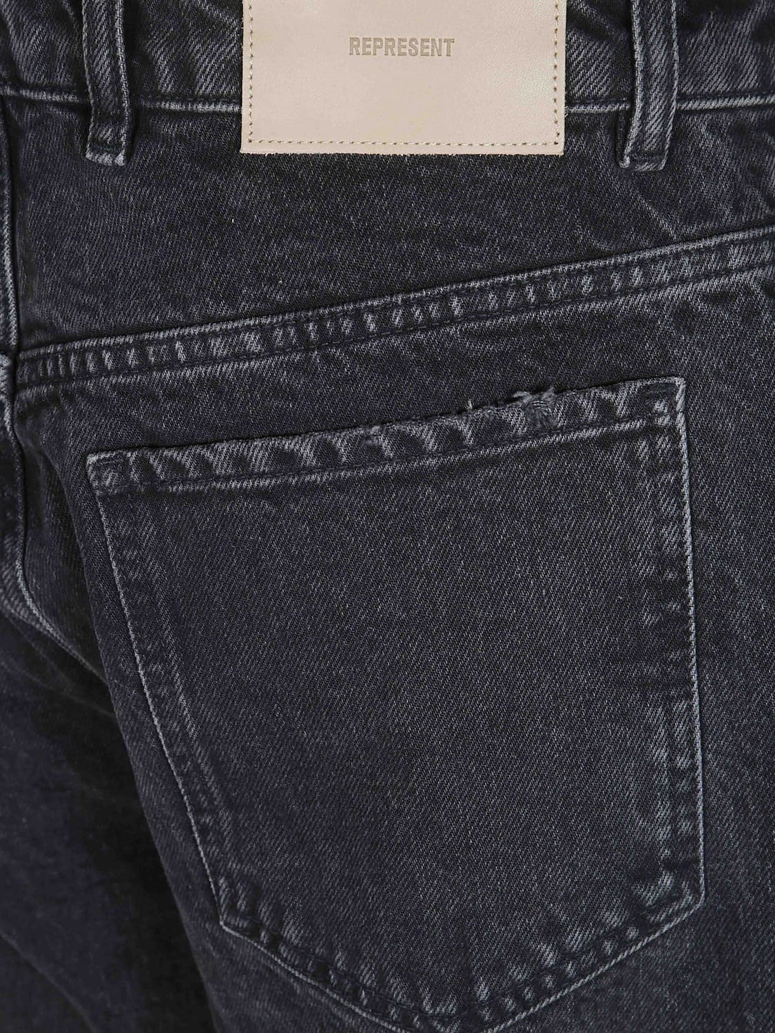 REPRESENT JEANS: Vaqueros rectos Heaton Represent de talle medio en denim elástico, Denim - Img 4