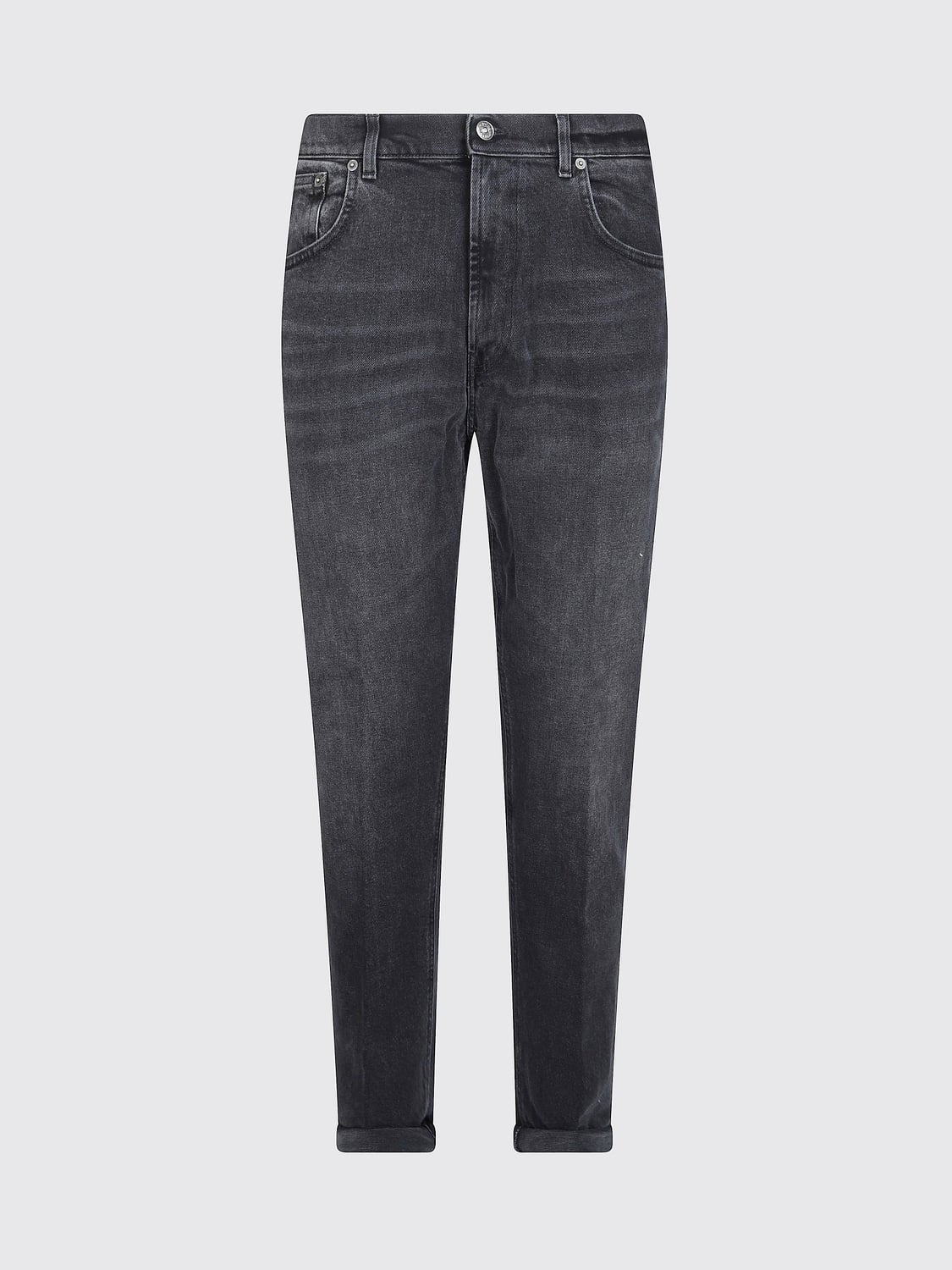 DONDUP JEANS: Jeans straight Dondup in denim di cotone a vita media con cinque tasche, Nero - Img 2