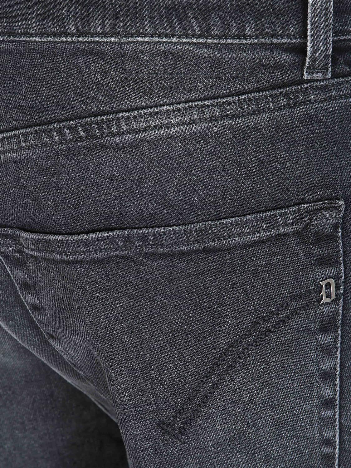 DONDUP JEANS: Jeans straight Dondup in denim di cotone a vita media con cinque tasche, Nero - Img 4