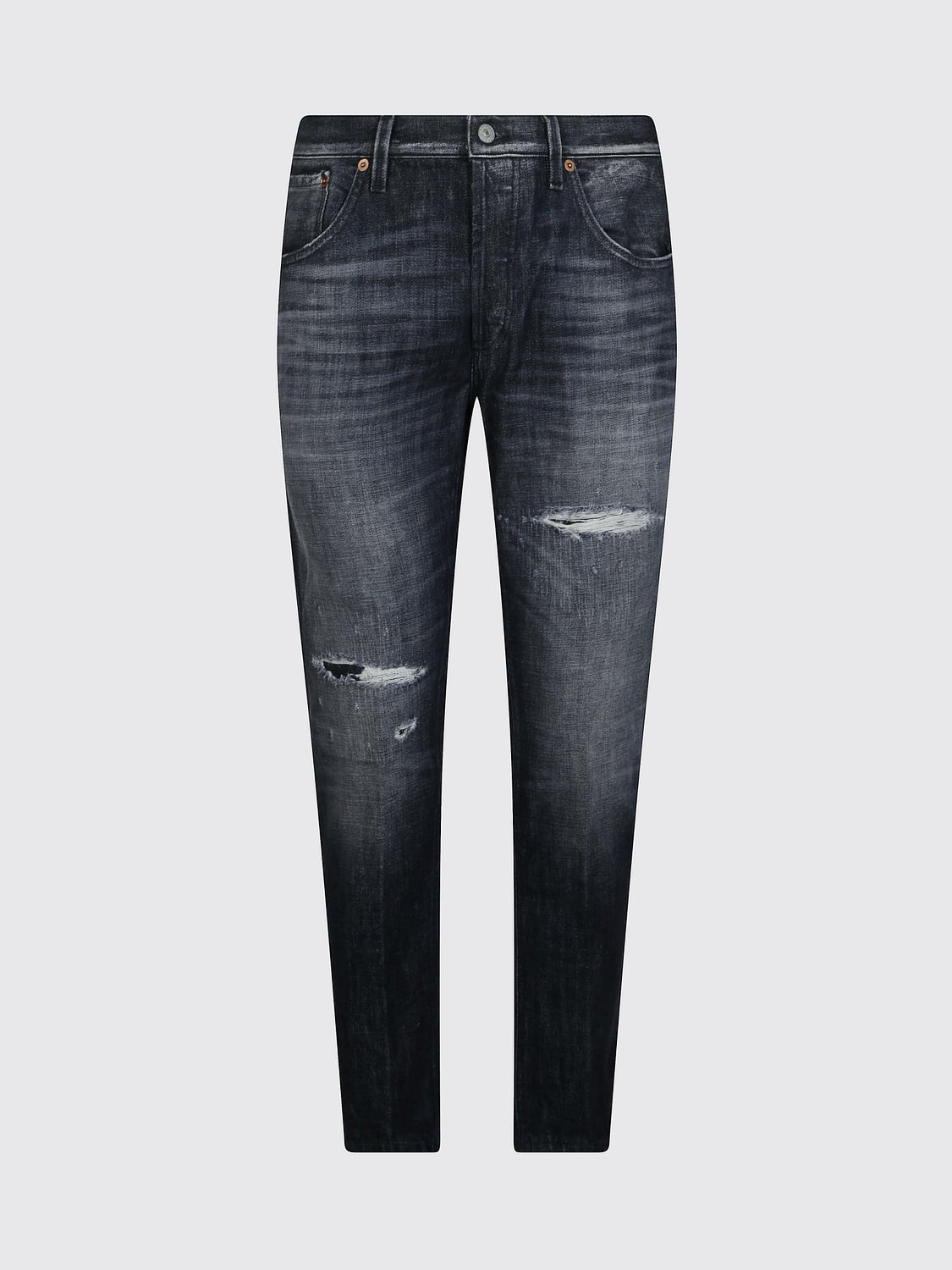 DONDUP JEANS: Jeans skinny Dondup slim fit in denim distressed con effetto usurato, Blue - Img 2