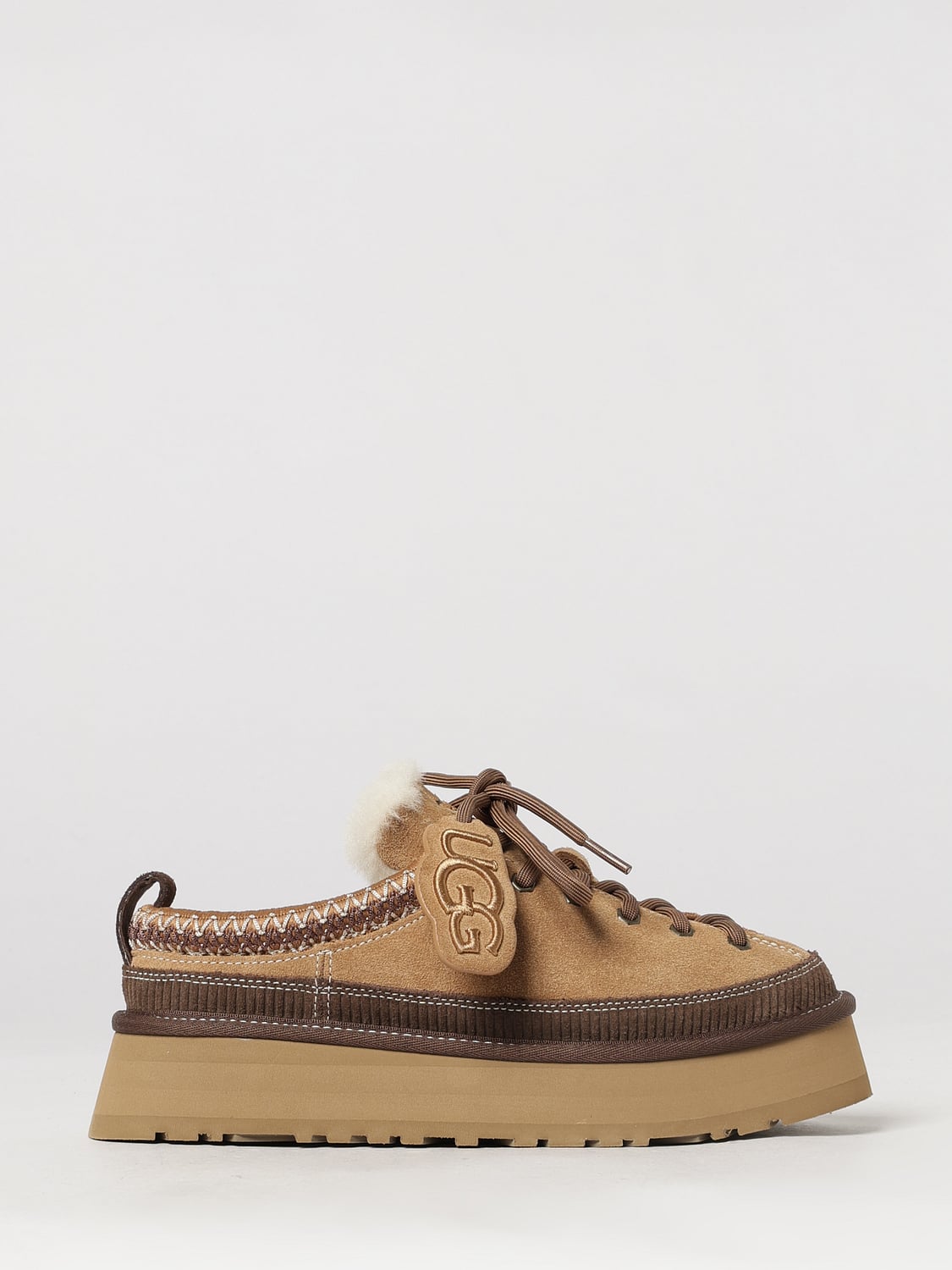 UGG シューズ: UGG Heritage スエードサボ プラットフォームソール&ウールライニング, ベージュ - Img 1