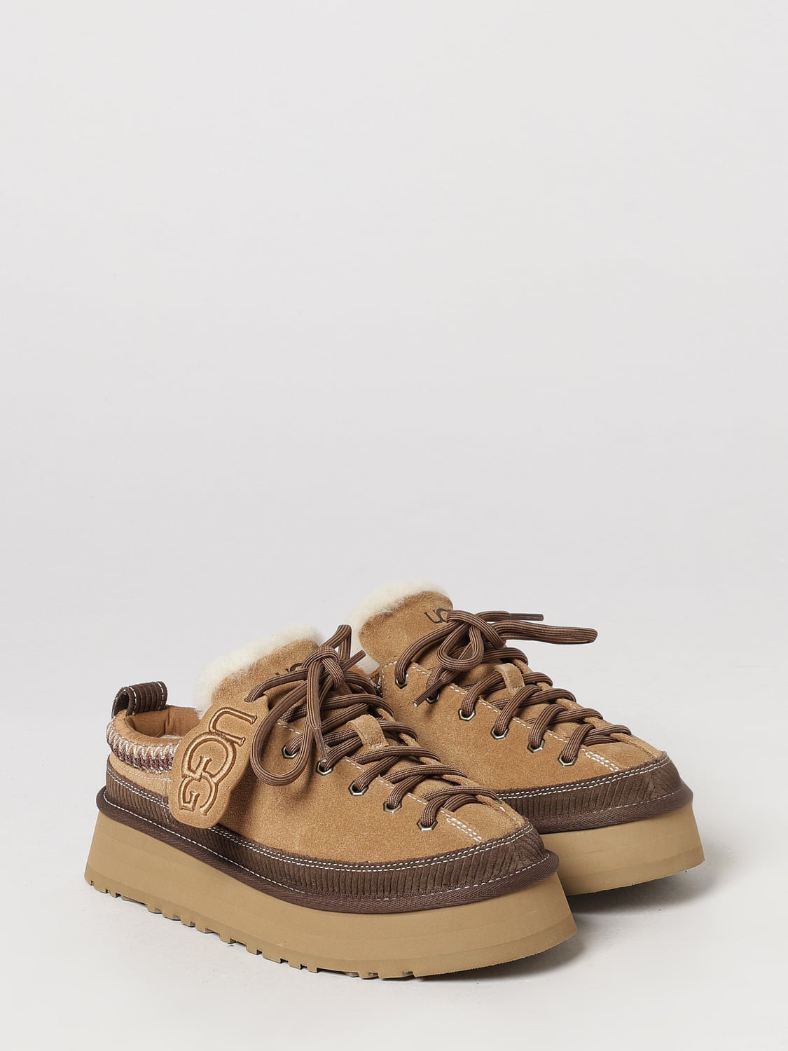 UGG シューズ: UGG Heritage スエードサボ プラットフォームソール&ウールライニング, ベージュ - Img 2