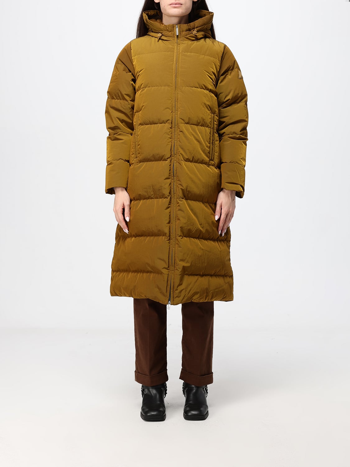 K-WAY GIACCA: Piumino lungo K-Way trapuntato con cappuccio e logo applicato, Marrone - Img 1