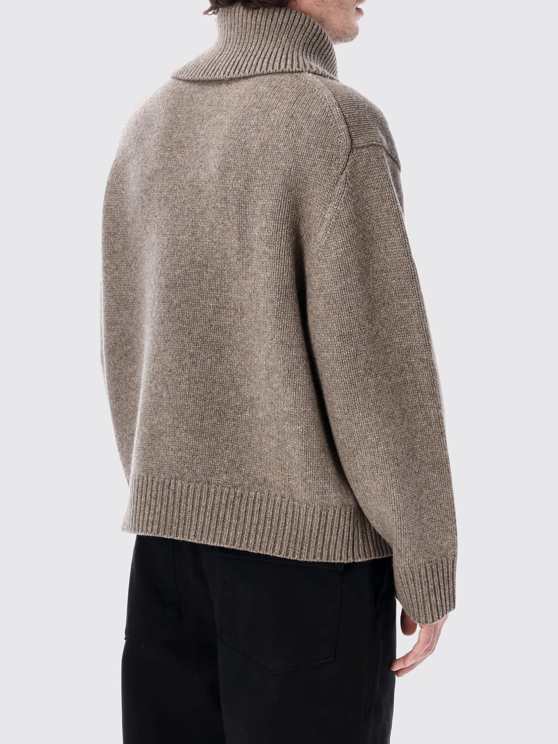 STUDIO NICHOLSON SWEATER: Studio Nicholson High Neck Yak and Merino Wool Jumper with Dropped Shoulders, Beige - Img 2
