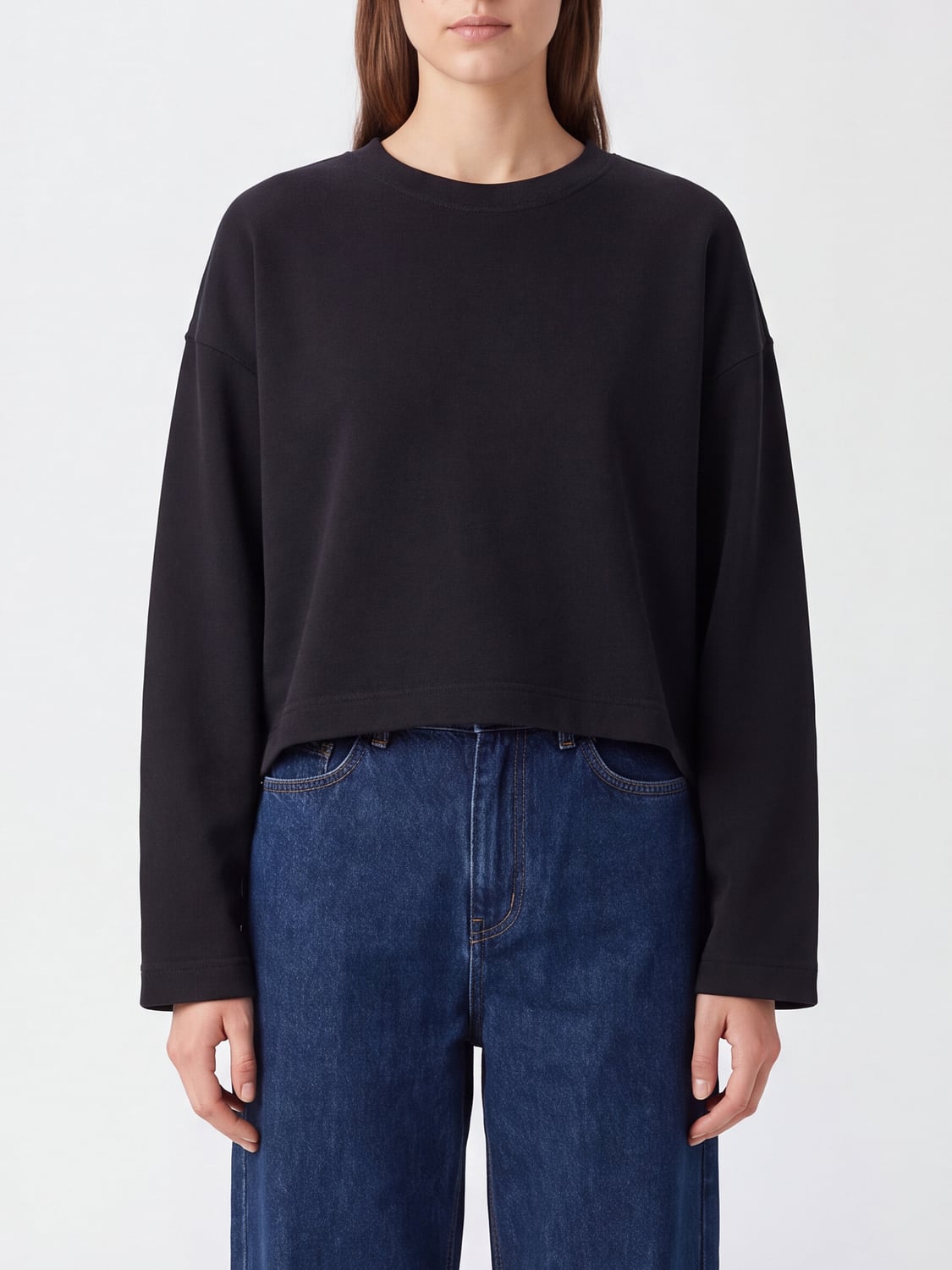 ELEH SWEATSHIRT: Eleh Oversized Crewneck Jersey Jumper with Dropped Shoulders, Black - Img 1