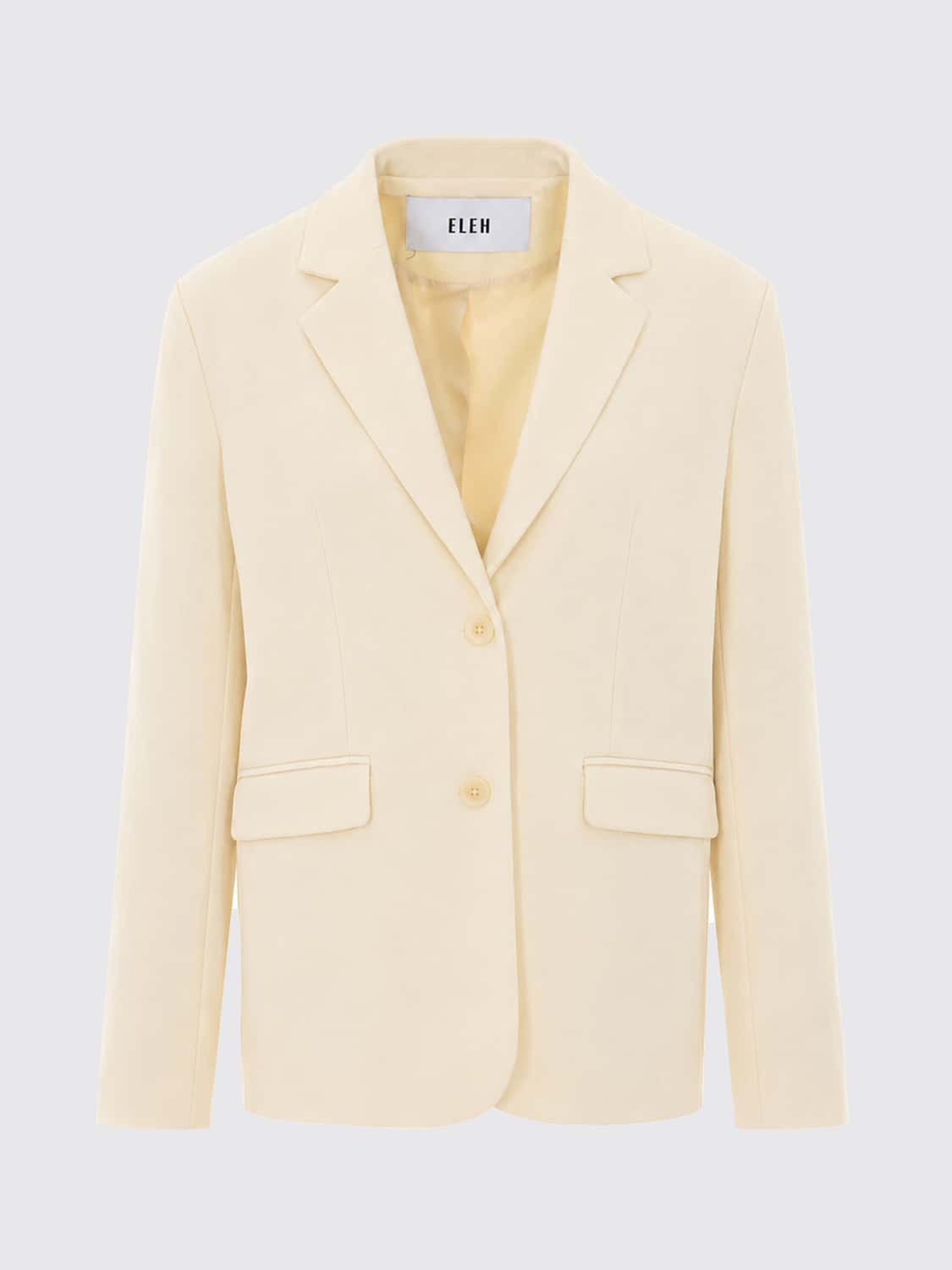 ELEH JACKET: Eleh Single-Breasted Relaxed Fit Cropped Velvet Blazer, White - Img 2