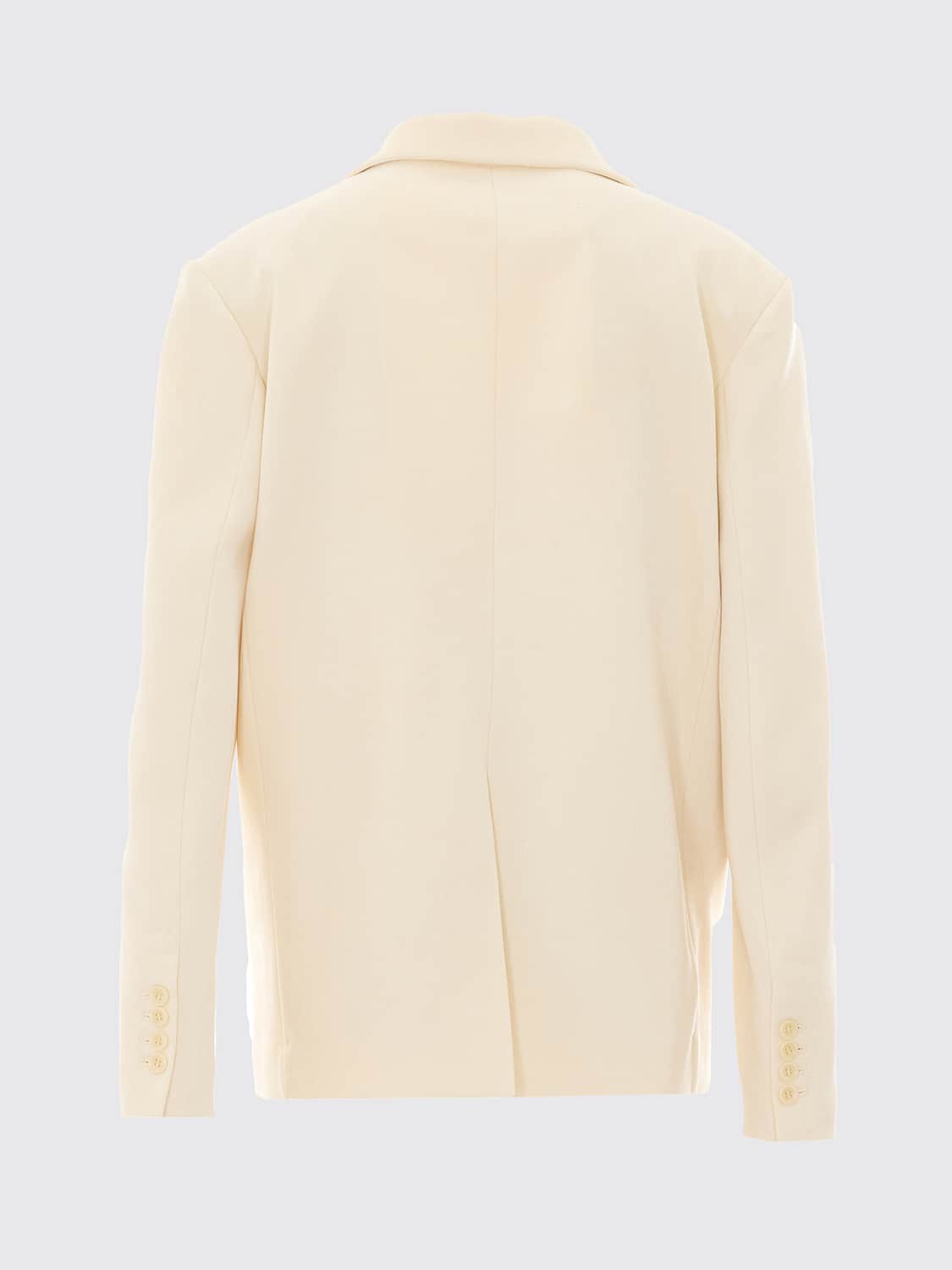 ELEH JACKET: Eleh Single-Breasted Relaxed Fit Cropped Velvet Blazer, White - Img 3