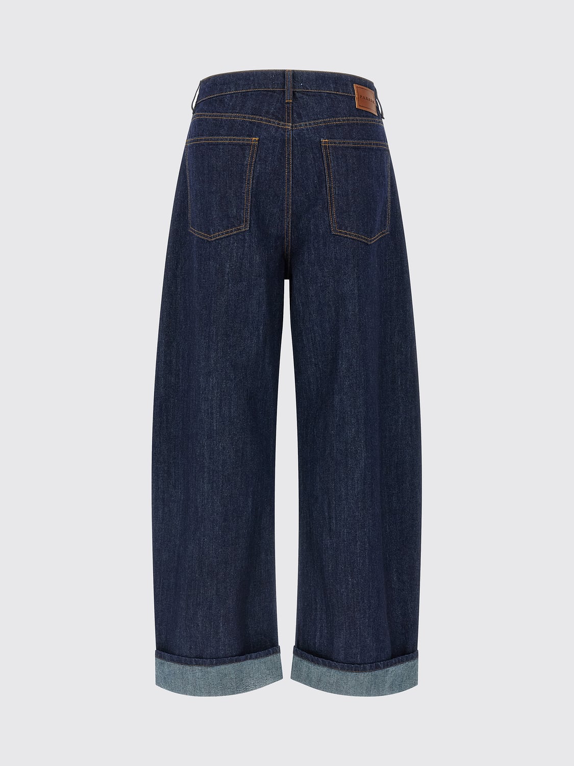 PAROSH VAQUEROS: Vaqueros anchos de tiro alto P.A.R.O.S.H. de denim de algodón con vuelta, Azul Oscuro - Img 3