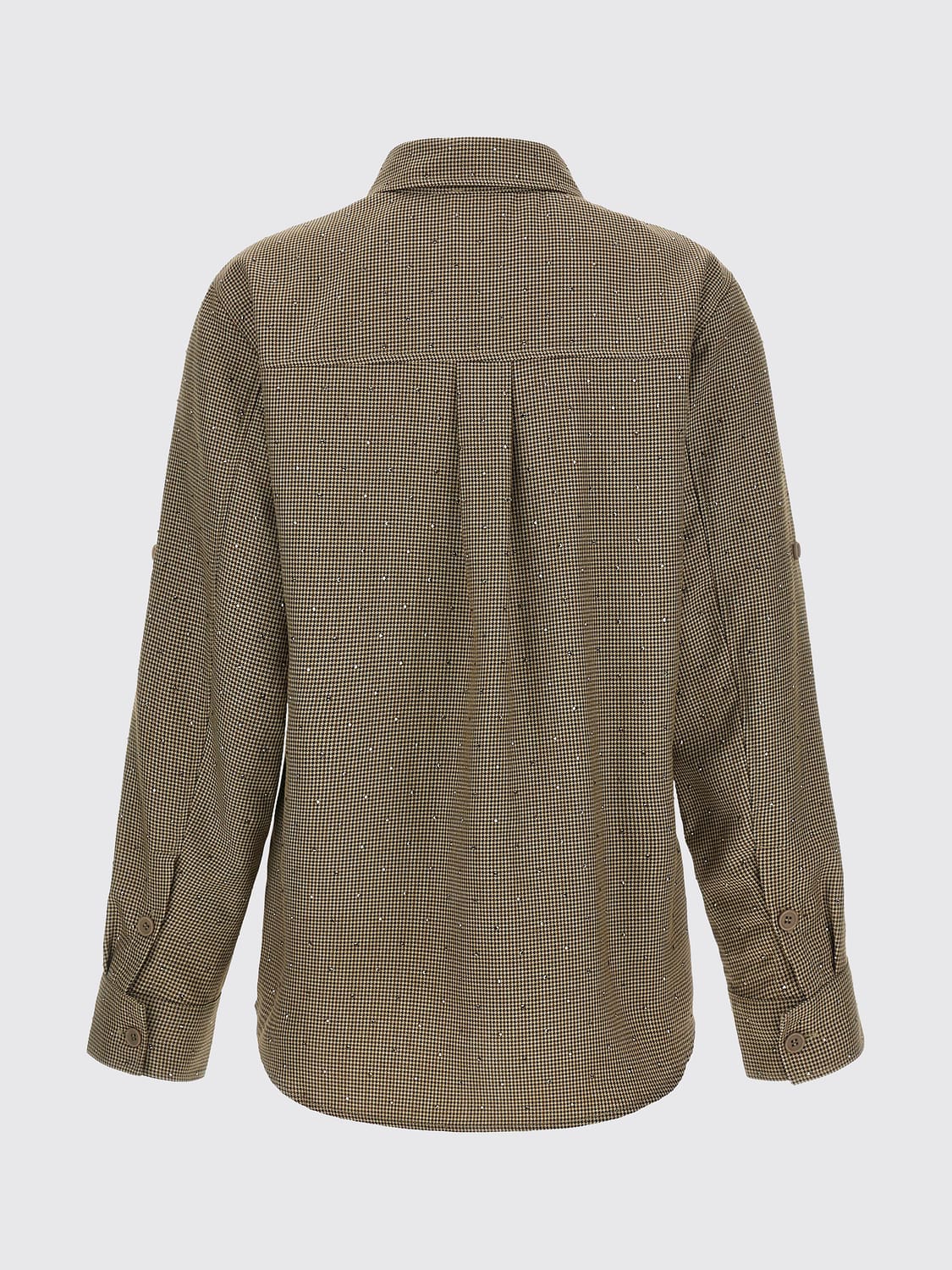 P.A.R.O.S.H. GIACCA: Giacca-camicia P.A.R.O.S.H. pied-de-poule con applicazione di strass, Marrone - Img 3