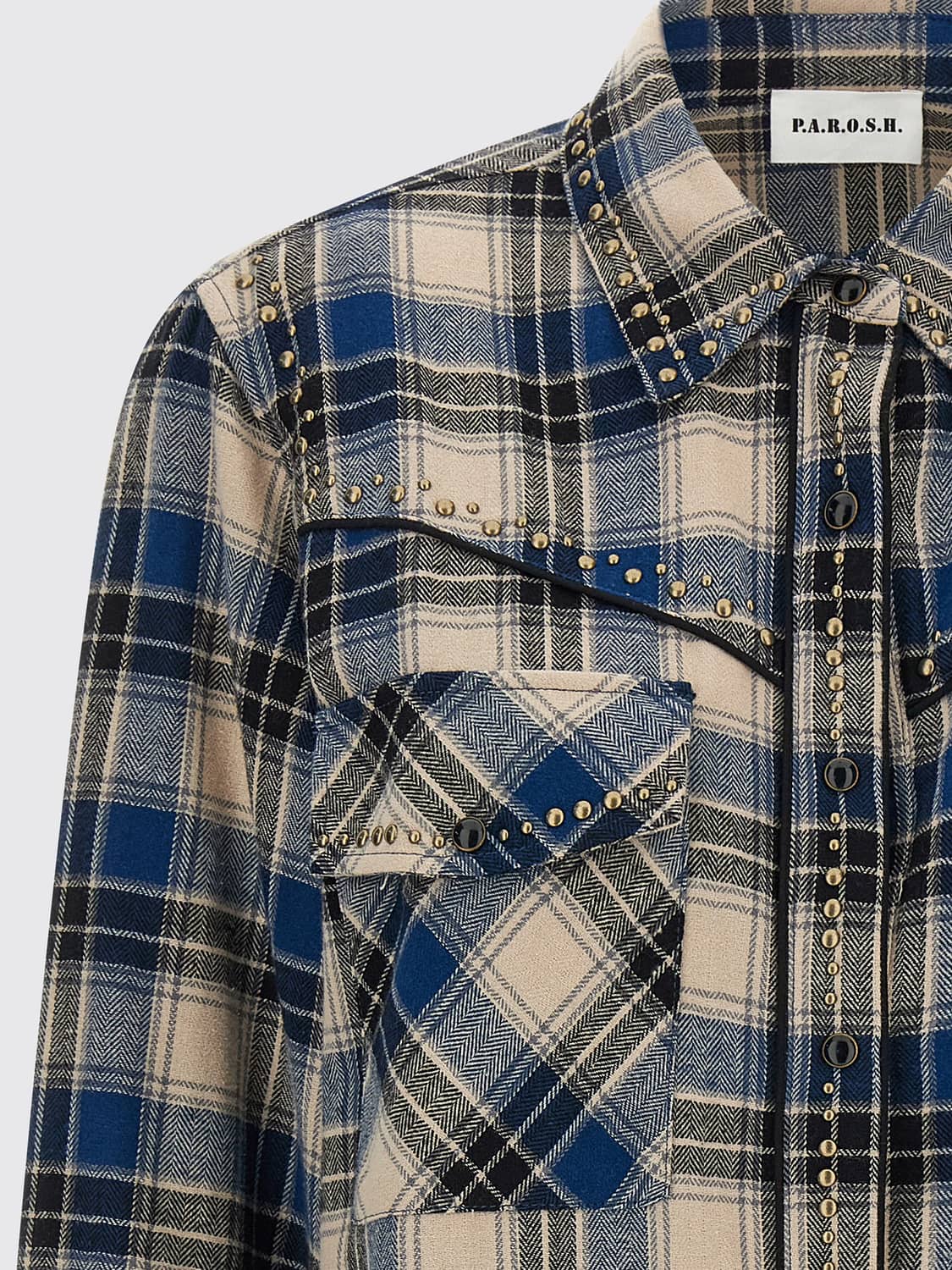 P.A.R.O.S.H. CAMICIA: Camicia P.A.R.O.S.H. a quadri in cotone con applicazione di borchie, Fantasia - Img 4