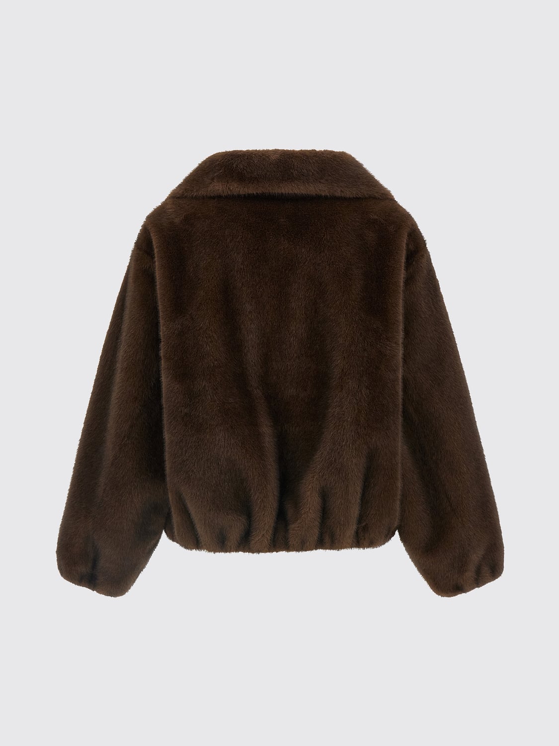 PAROSH ABRIGO DE PIEL: Chaqueta P.A.R.O.S.H. de pelo sintético con cuello alto y cierre de cremallera, Marrón - Img 3