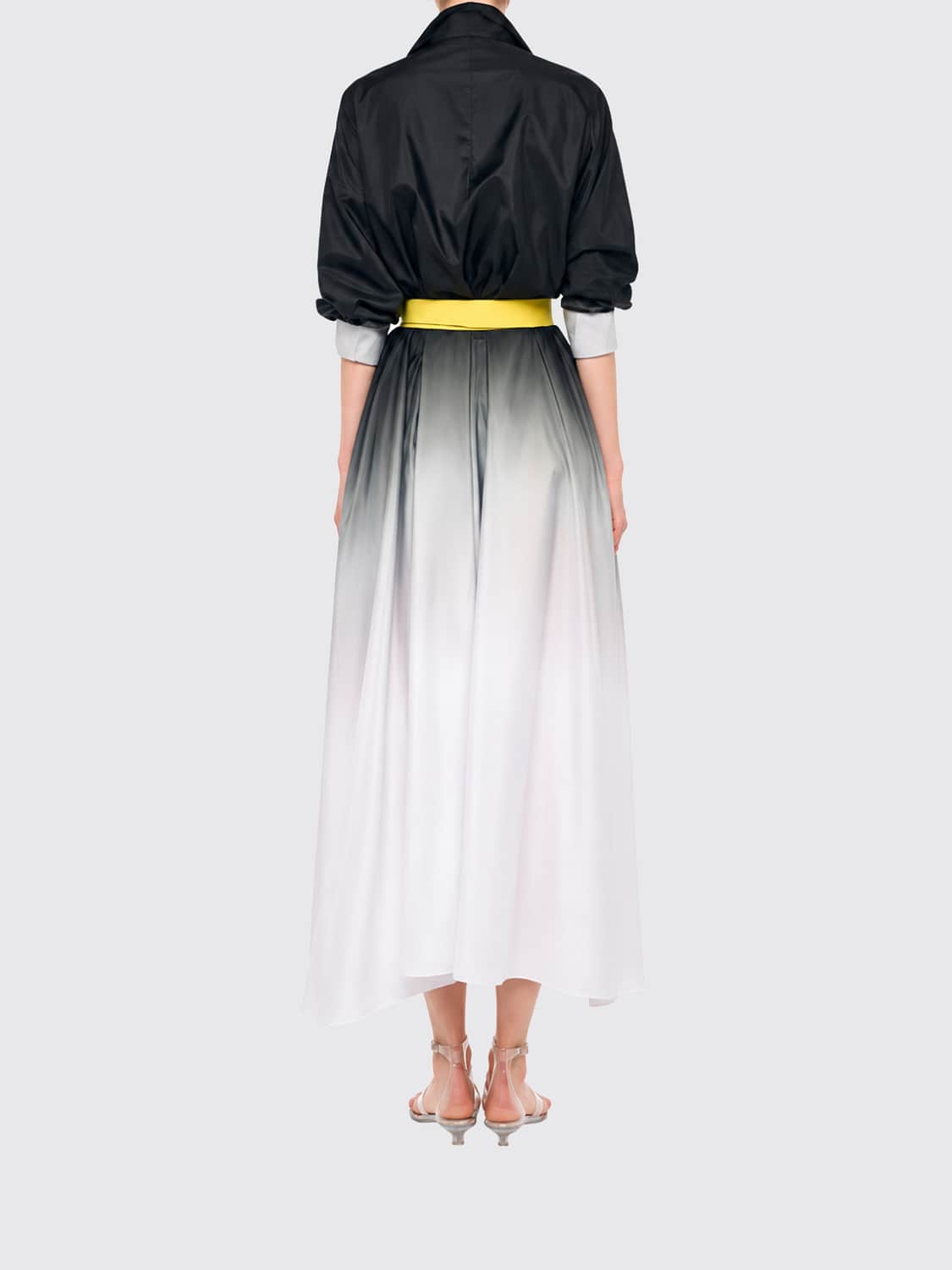 NORMA KAMALI VESTIDO: Vestido midi Norma Kamali de crepé con estampado abstracto y escote en V, Natural - Img 2