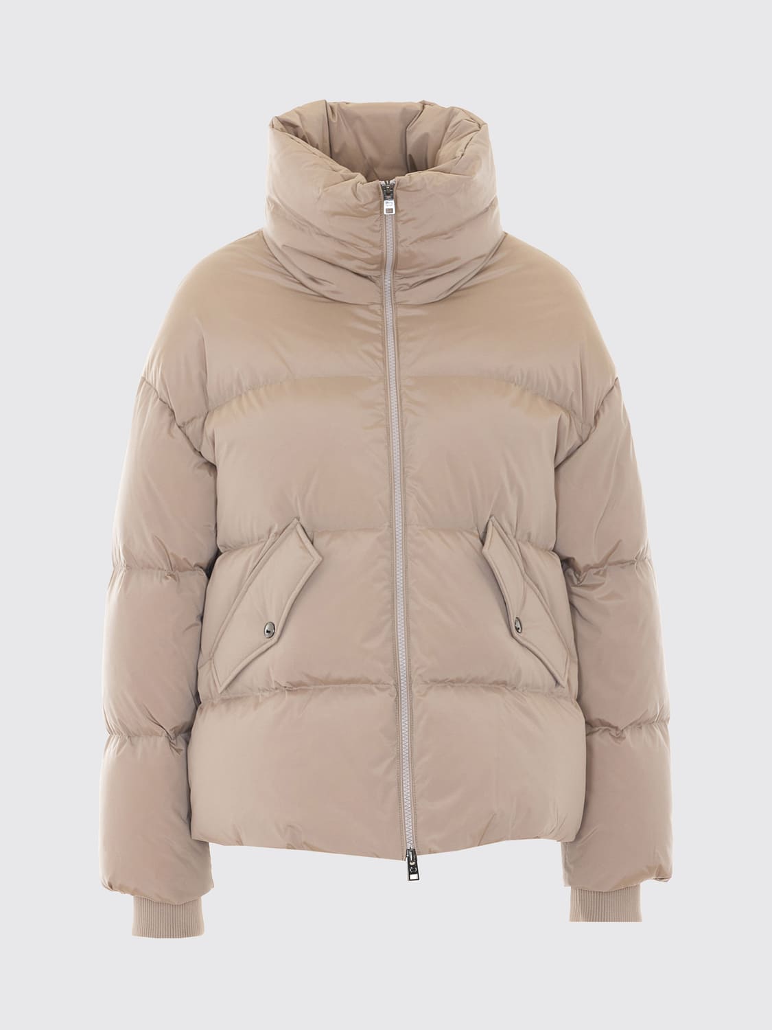 WOOLRICH GIACCA: Piumino Woolrich corto in nylon trapuntato idrorepellente con collo alto, Tortora - Img 2