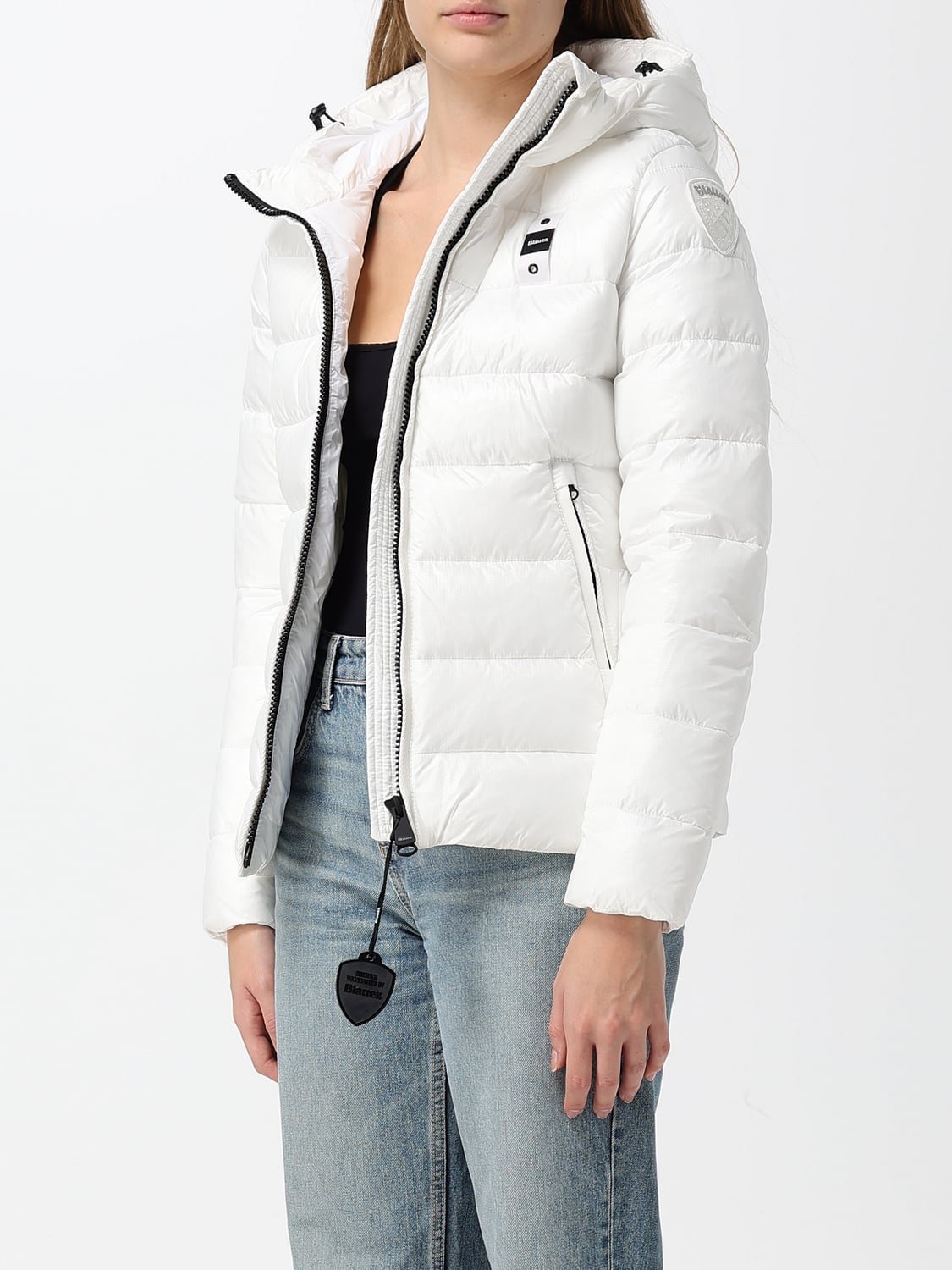 BLAUER JACKE: Kurze Stepp-Daunenjacke Caroll Blauer aus Nylon mit Kapuze, Weiß - Img 3