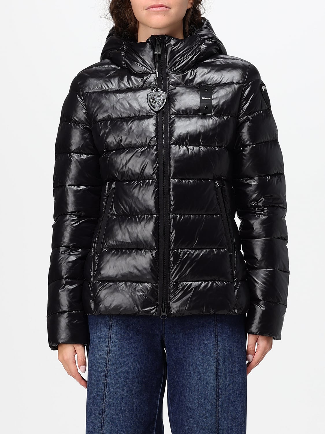 BLAUER JACKE: Kurze Stepp-Daunenjacke Caroll Blauer aus Nylon mit Kapuze, Schwarz - Img 1