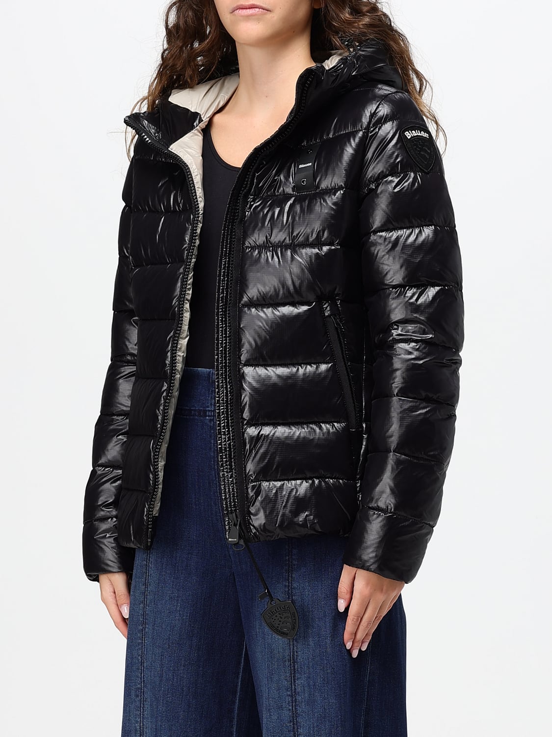 BLAUER JACKE: Kurze Stepp-Daunenjacke Caroll Blauer aus Nylon mit Kapuze, Schwarz - Img 3