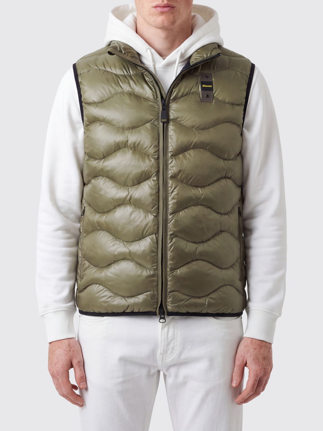 BLAUER CHALECO: Chaleco técnico Blauer de nailon acolchado hidrófugo con cuello alto, Verde - Img 1