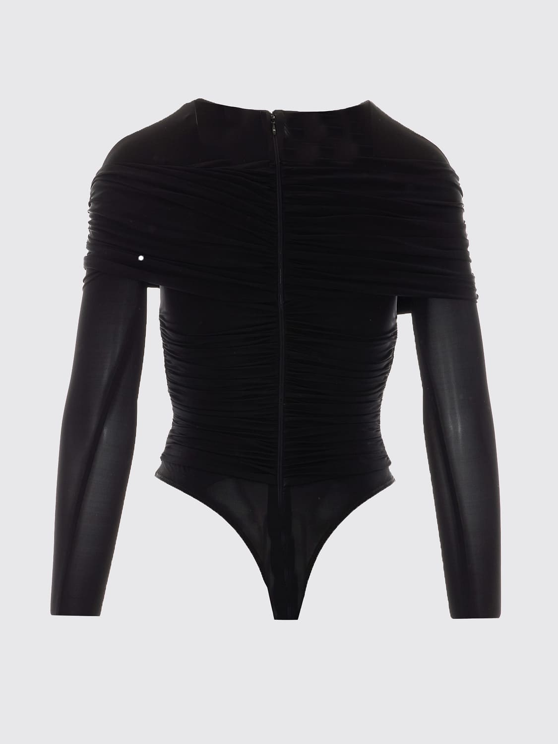 ELISABETTA FRANCHI TOP: Body drappeggiato Elisabetta Franchi in jersey a maniche lunghe, Nero - Img 3