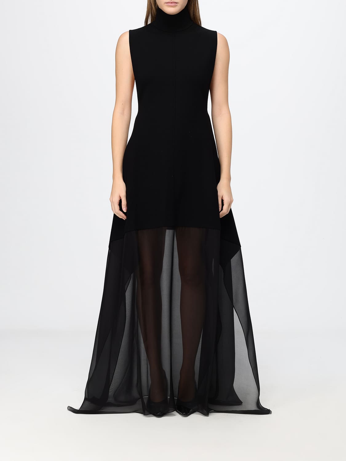 SPORTMAX KLEID: Langes schulterfreies Abendkleid aus Viskose von Sportmax, Schwarz - Img 1