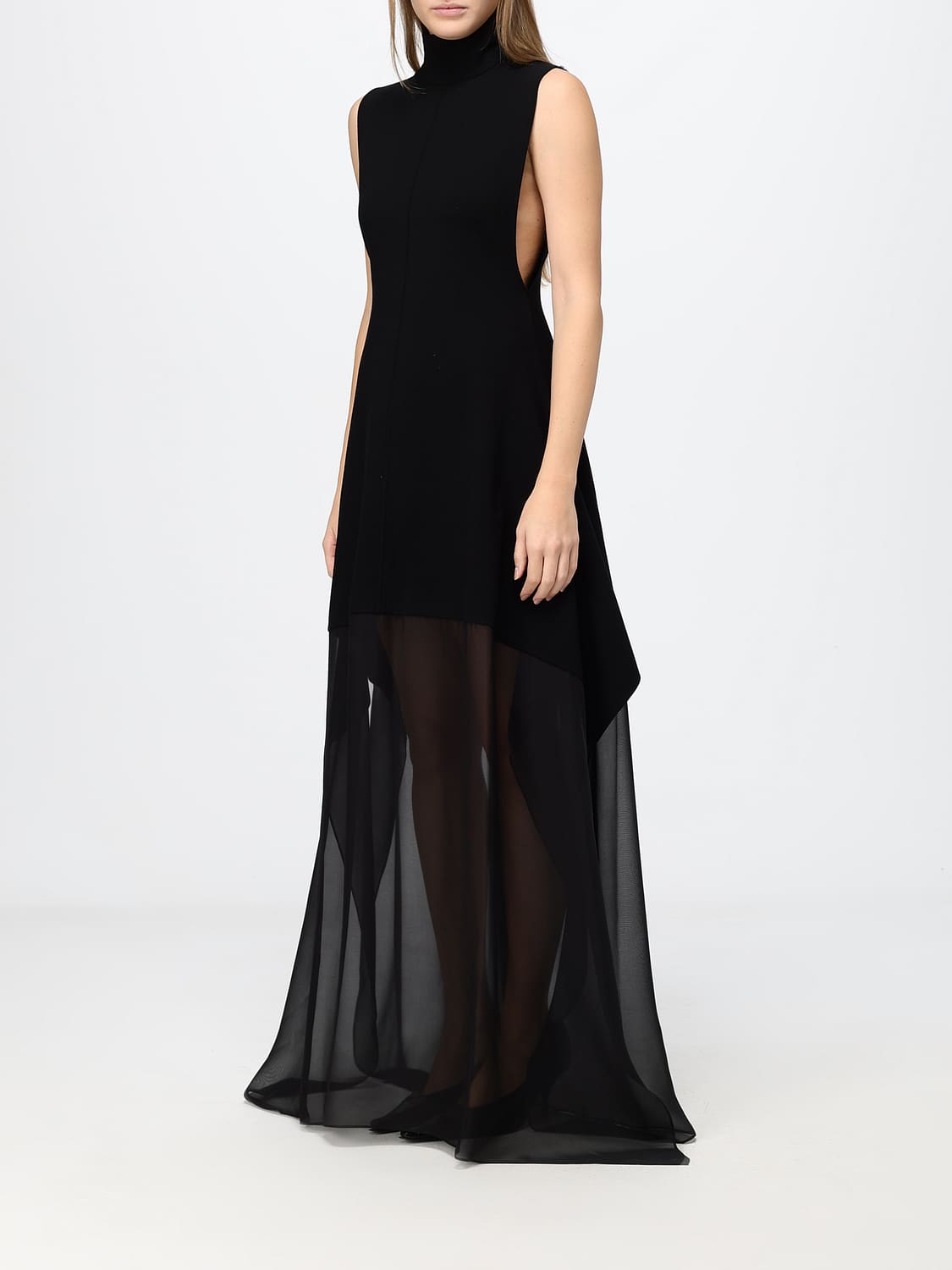SPORTMAX KLEID: Langes schulterfreies Abendkleid aus Viskose von Sportmax, Schwarz - Img 4