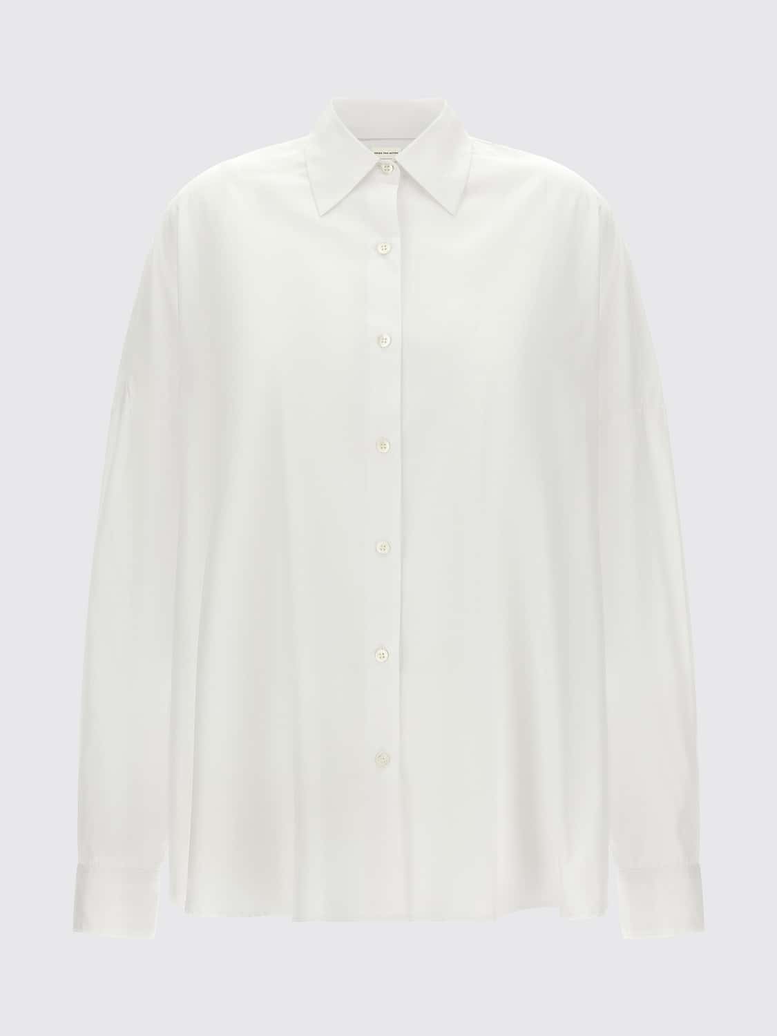 DRIES VAN NOTEN CAMICIA: Camicia classica Dries Van Noten in popeline di cotone, Bianco - Img 2