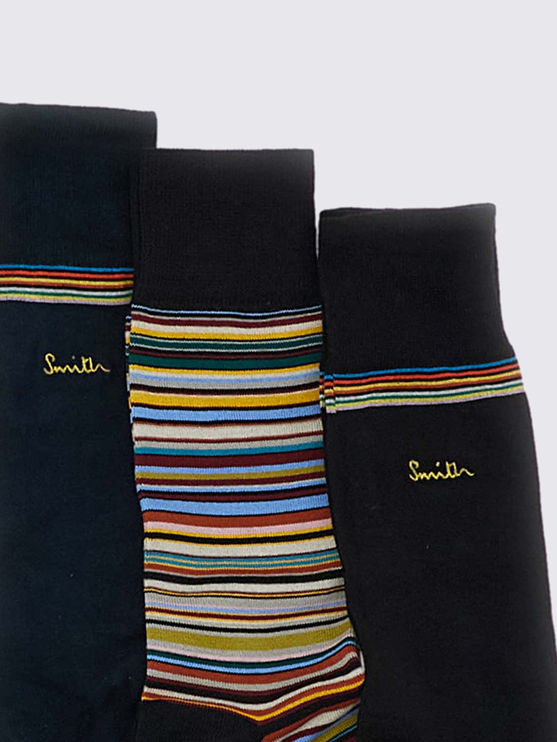 PAUL SMITH SOCKS: Set of 3 Pairs of Paul Smith Multicolor Striped Stretch Cotton Socks, Multicolor - Img 2