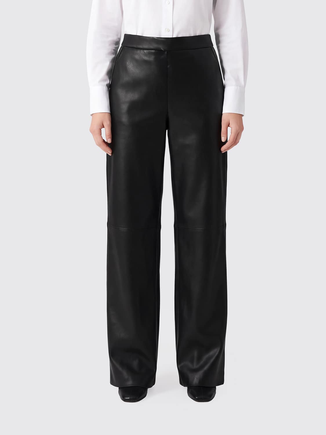 'S MAX MARA PANTALONES: Pantalón de pernera ancha 'S Max Mara de piel sintética lisa, Negro - Img 1