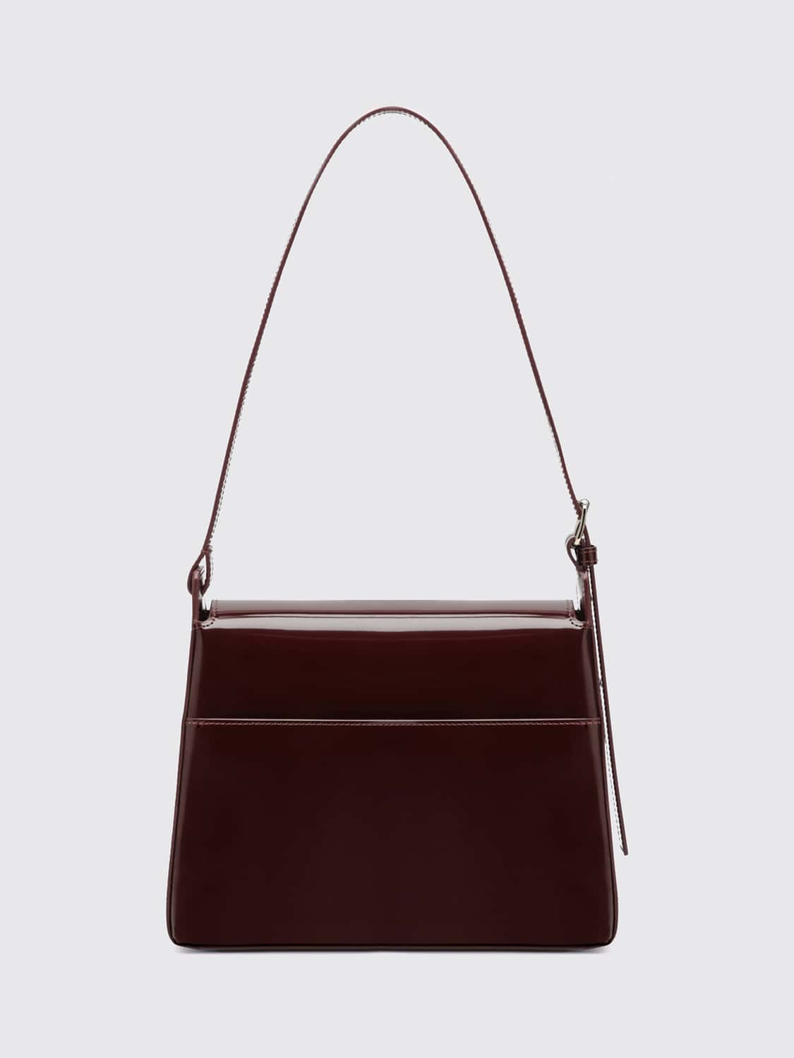 A.P.C. BORSA A SPALLA: Borsa a spalla Virginie A.P.C. in pelle verniciata con logo laminato, Viola - Img 2
