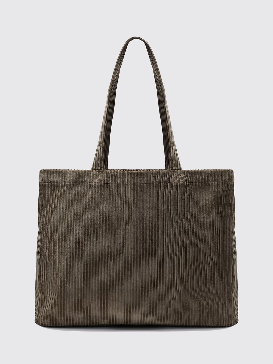 A.P.C. BORSA TOTE: Borsa tote A.P.C. in velluto a coste con logo stampato a contrasto, Beige - Img 2