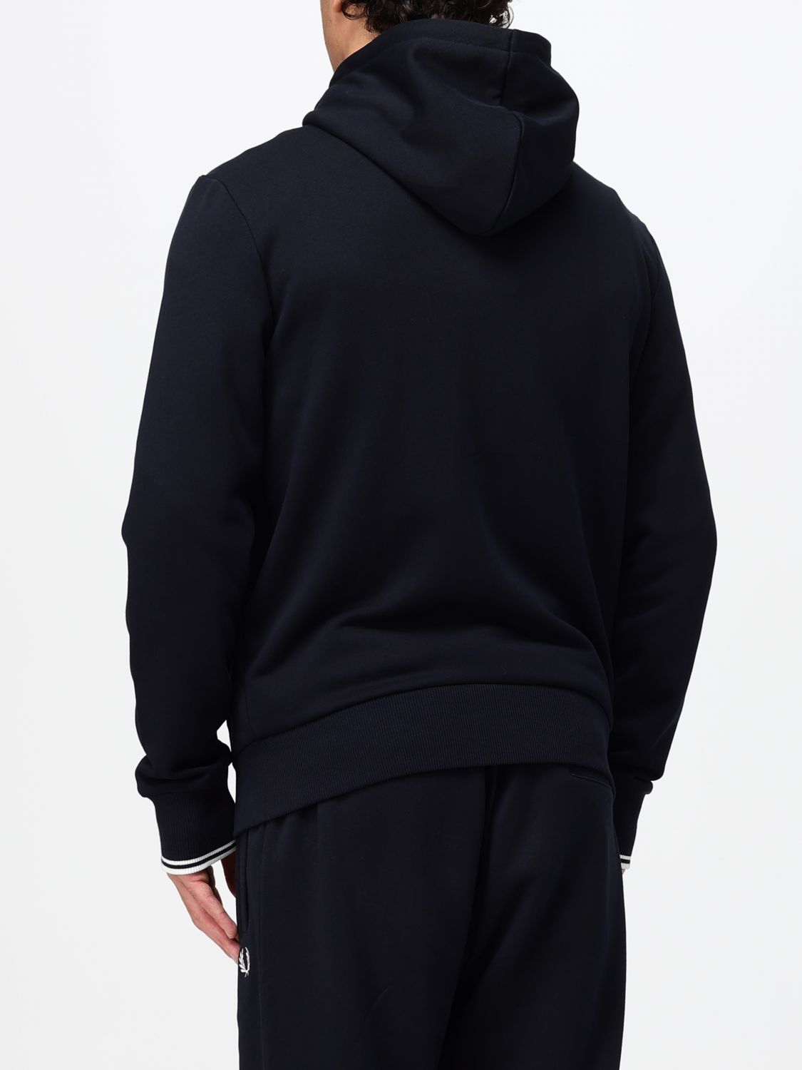 FRED PERRY SWEATSHIRT: Cotton Zip-Up Hoodie Fred Perry with Kangaroo Pockets and Embroidered Logo, Navy - Img 2
