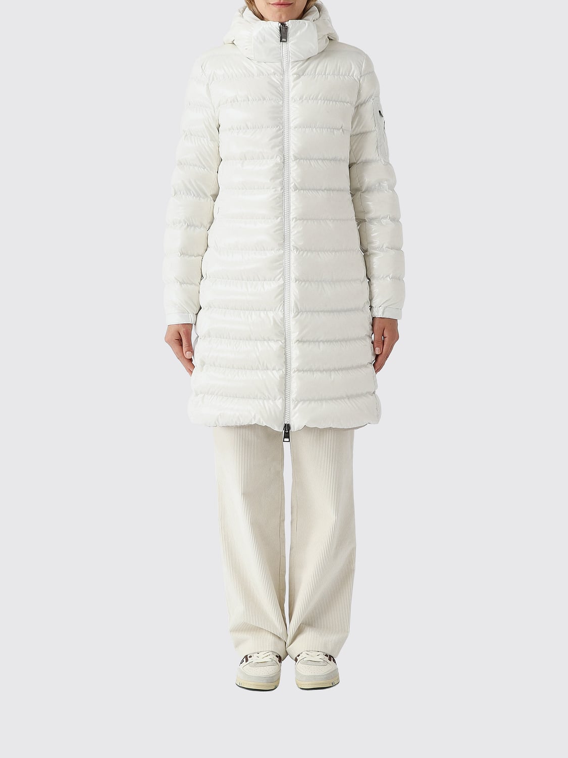 HERNO JACKET: Herno Knee-Length Quilted Nylon Puffer Coat with Hood and Zip Closure, White - Img 1