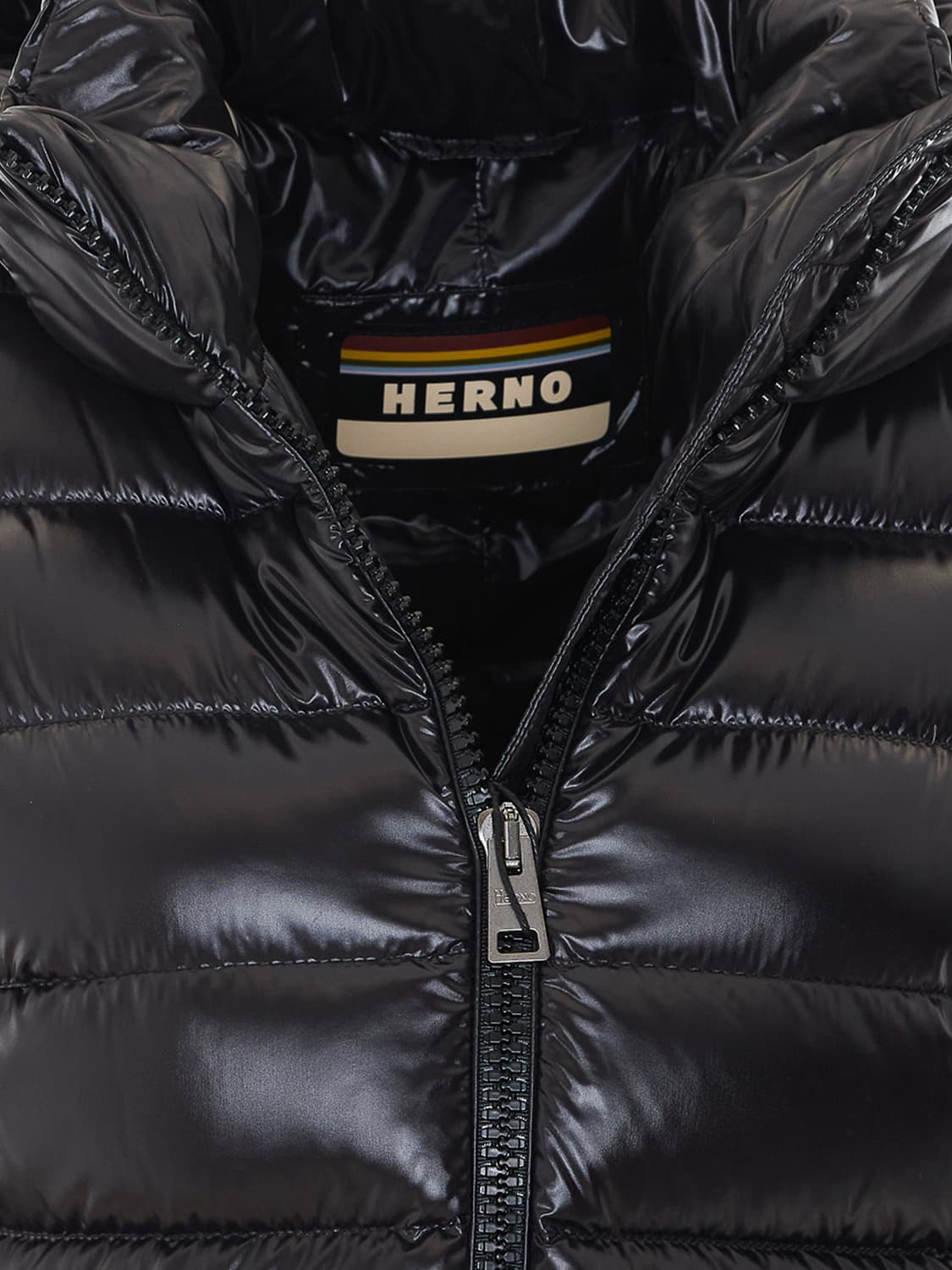 HERNO JACKET: Herno Knee-Length Quilted Nylon Puffer Coat with Hood and Zip Closure, Black - Img 4