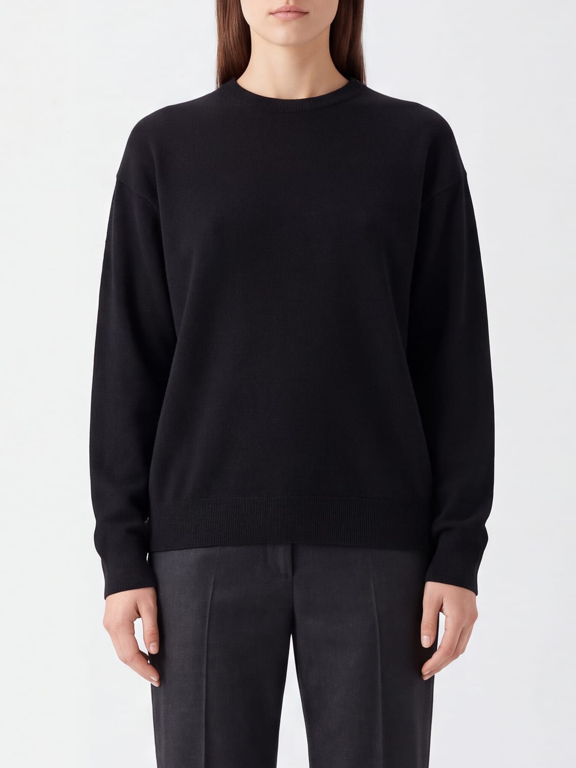 EXTREME CASHMERE PULL: Pull Extreme Cashmere à col rond en pur cachemire avec épaules tombantes, Noir - Img 1