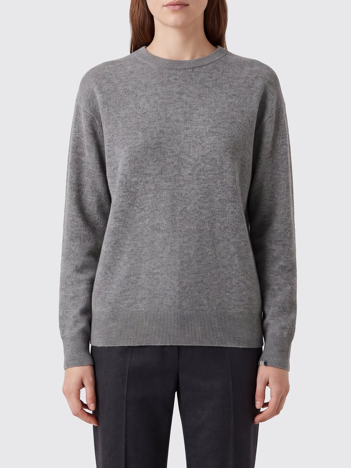 EXTREME CASHMERE PULL: Pull Extreme Cashmere à col rond en pur cachemire avec épaules tombantes, Gris - Img 1