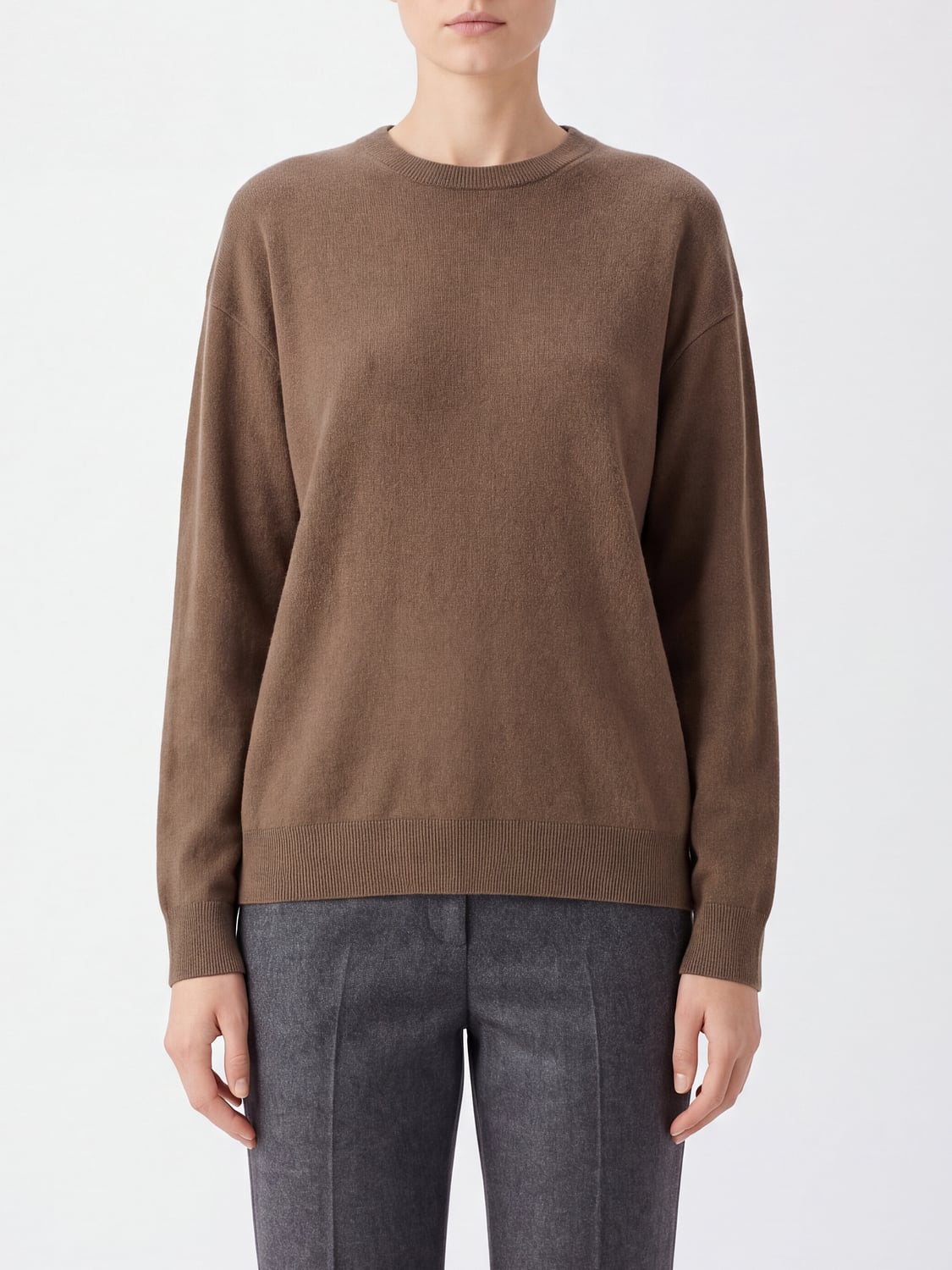 EXTREME CASHMERE PULL: Pull Extreme Cashmere à col rond en pur cachemire avec épaules tombantes, Marron - Img 1