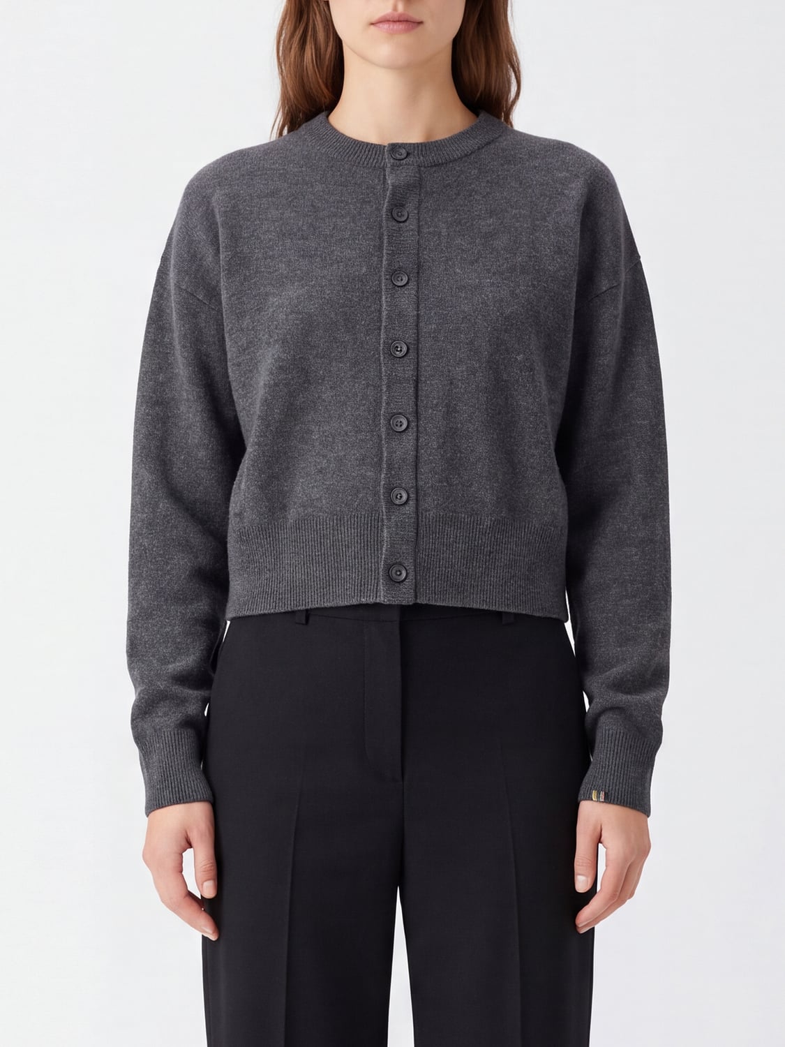 EXTREME CASHMERE PULLOVER: Rundhals-Cardigan von Extreme Cashmere aus einer Kaschmirmischung mit überschnittenen Schultern, Grau - Img 1