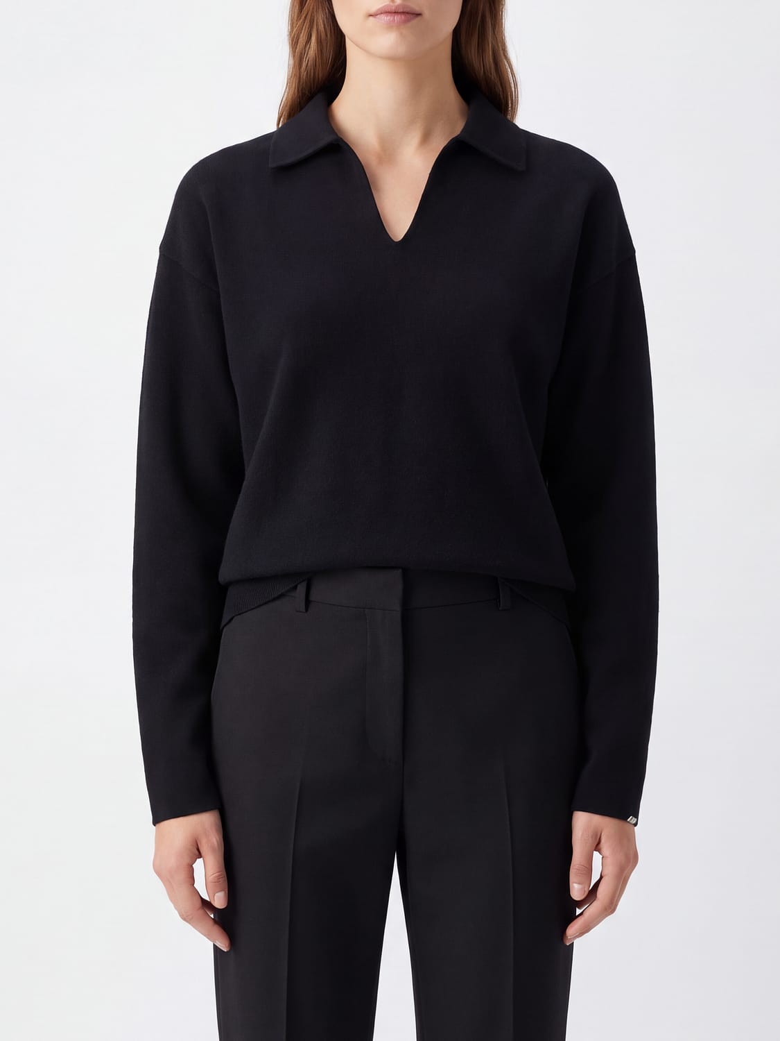 EXTREME CASHMERE MAGLIA: Maglia con scollo a V Extreme Cashmere in misto lana e cashmere con spalle cadute, Nero - Img 1