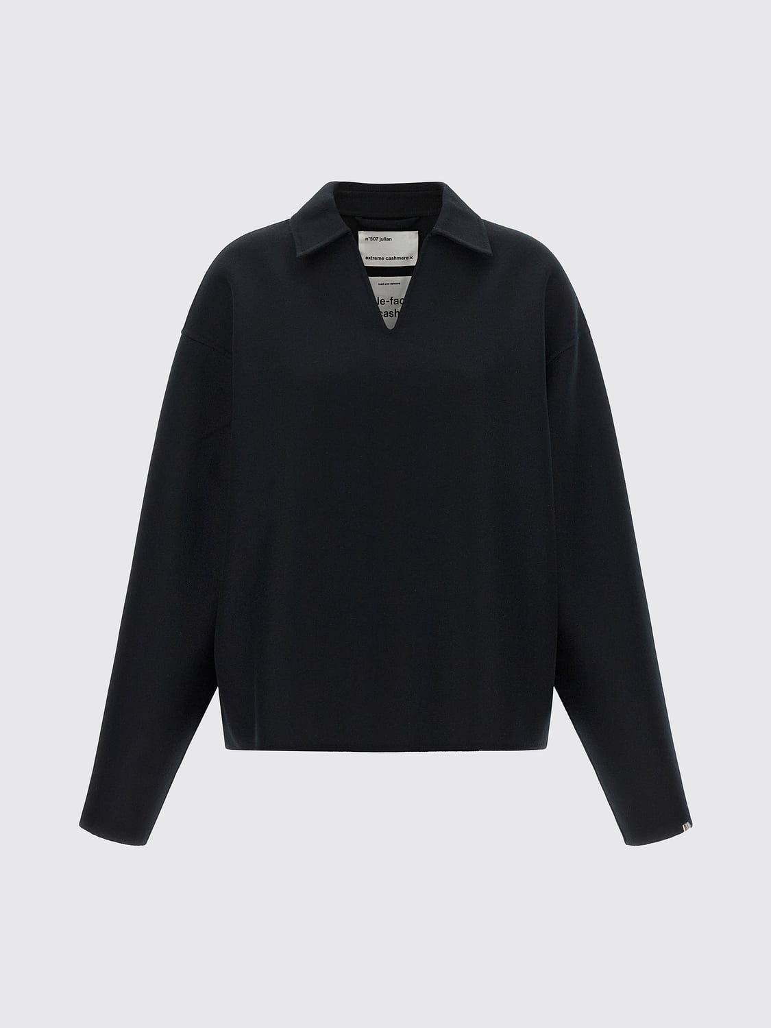 EXTREME CASHMERE MAGLIA: Maglia con scollo a V Extreme Cashmere in misto lana e cashmere con spalle cadute, Nero - Img 2