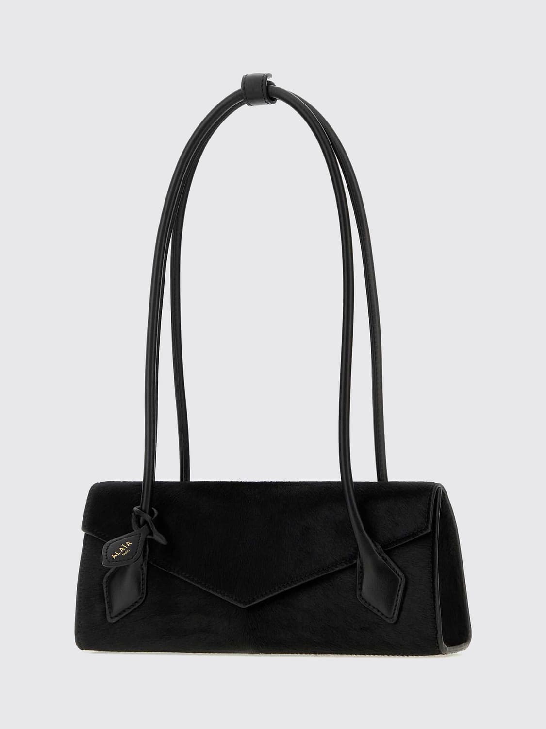 ALAÏA SHOULDER BAG: Le Teckel Flap Leather Shoulder Bag Alaïa with Envelope Closure, Black - Img 3