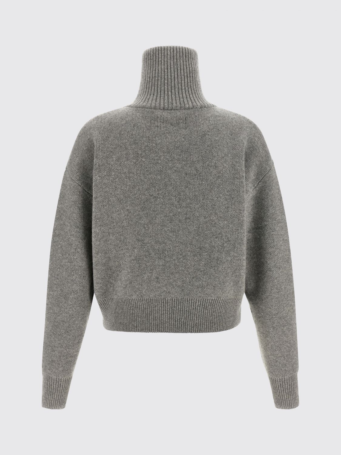 EXTREME CASHMERE SWEATER: Extreme Cashmere Turtleneck Cardigan in Pure Cashmere with Button Closure, Grey - Img 3