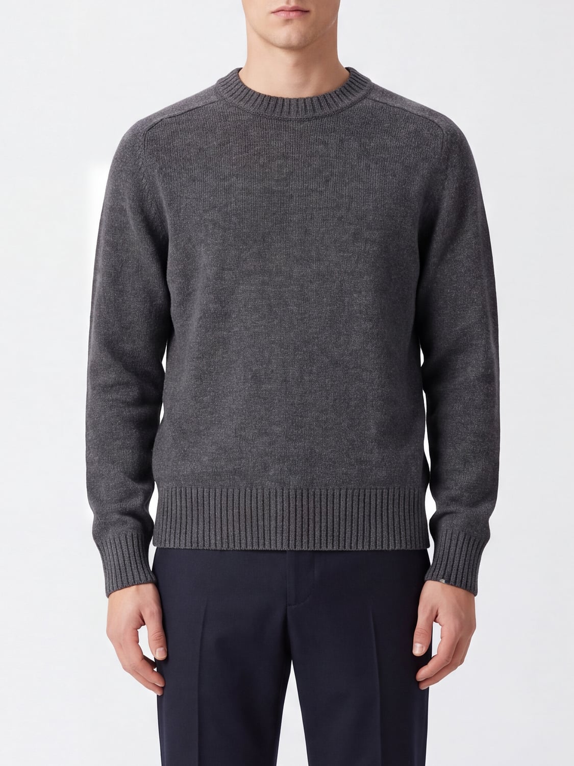 EXTREME CASHMERE 스웨터: EXTREME CASHMERE 퓨어 캐시미어 크루넥 스웨터 (골지 트리밍), 그레이 - Img 1