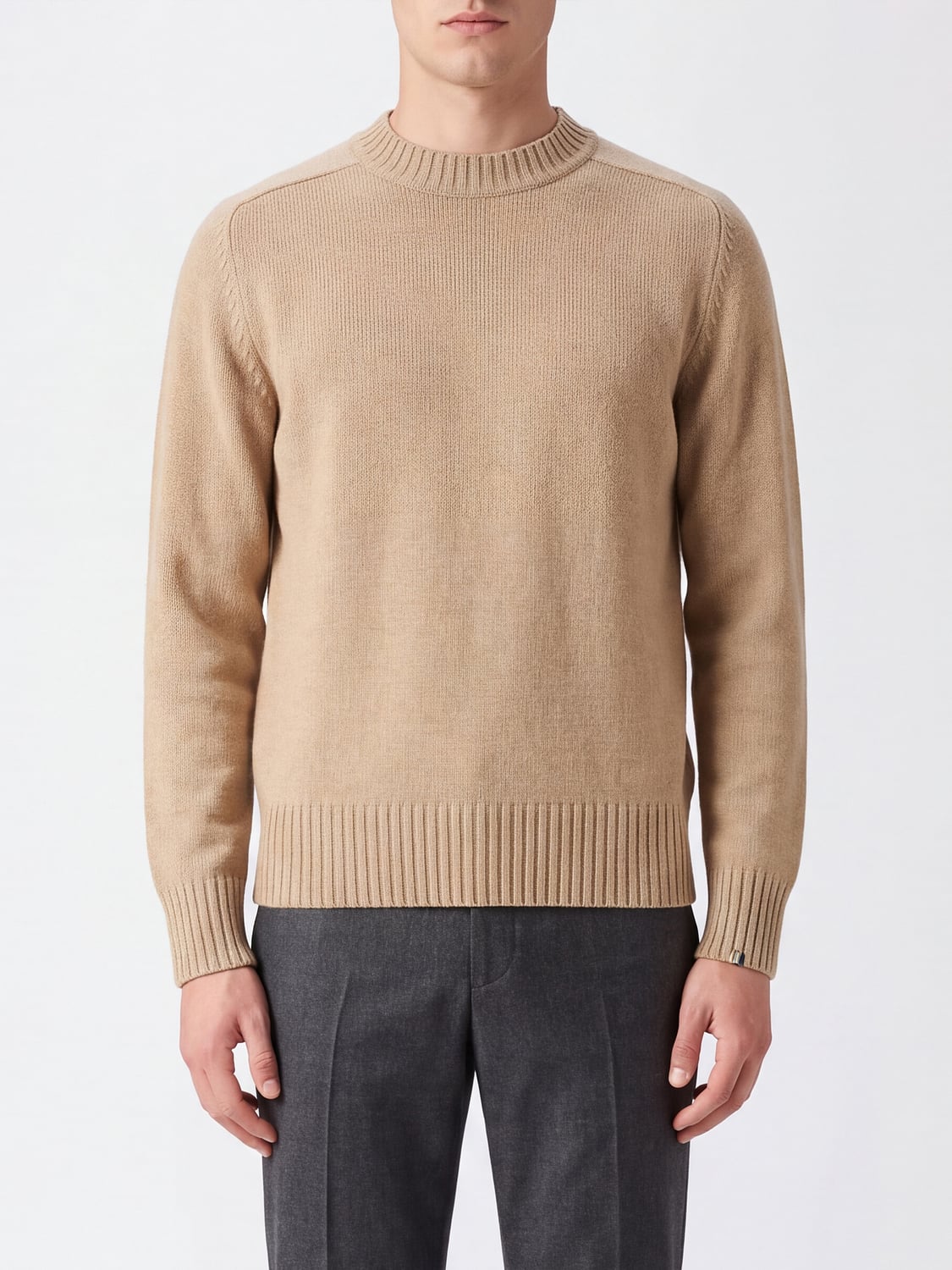 EXTREME CASHMERE PULL: Pull à col ras du cou en pur cachemire Extreme Cashmere avec bords côtelés, Beige - Img 1