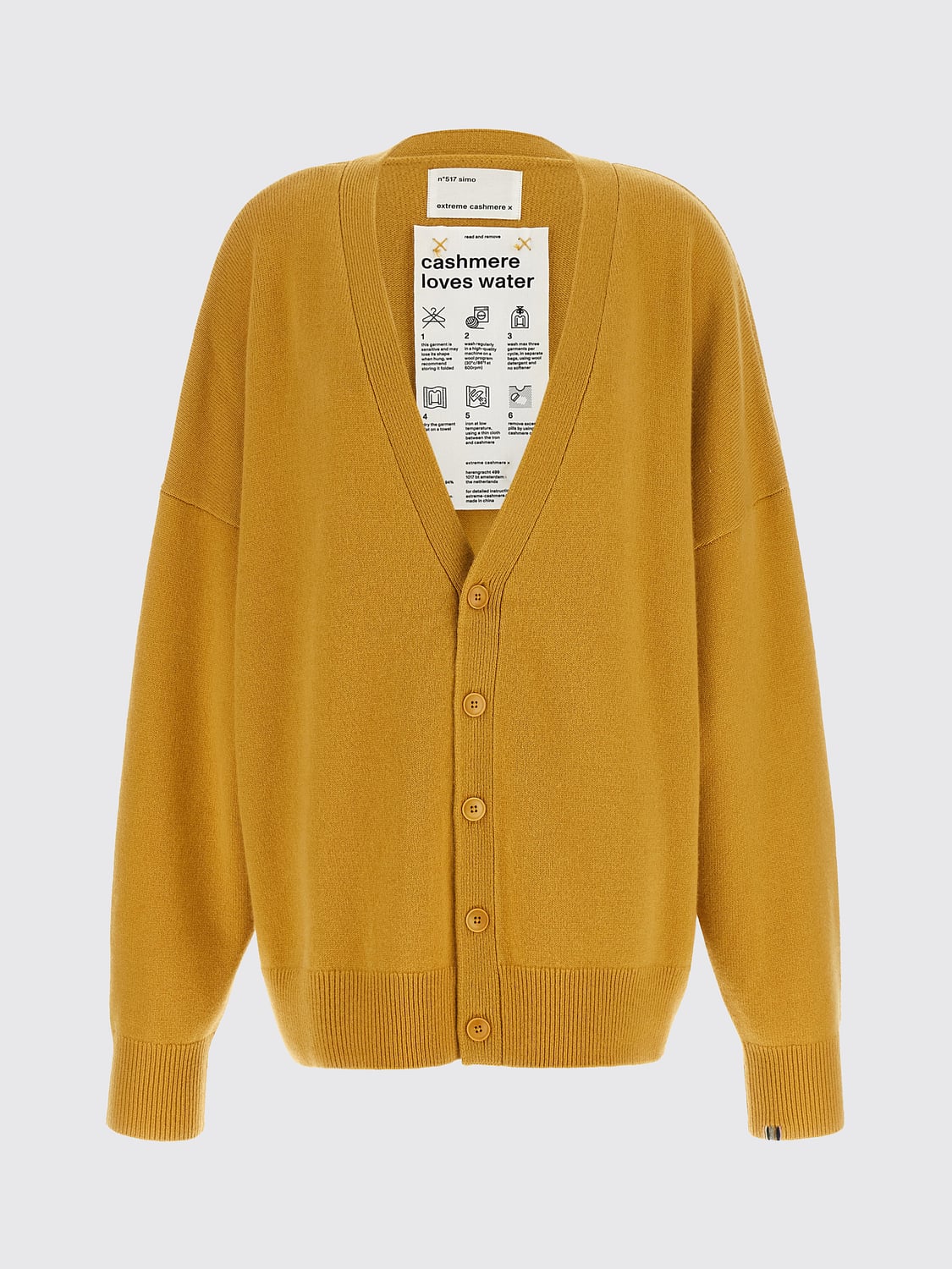 EXTREME CASHMERE JERSEY: Cárdigan de cuello de pico Extreme Cashmere en mezcla de cachemira con hombros caídos, Amarillo - Img 2