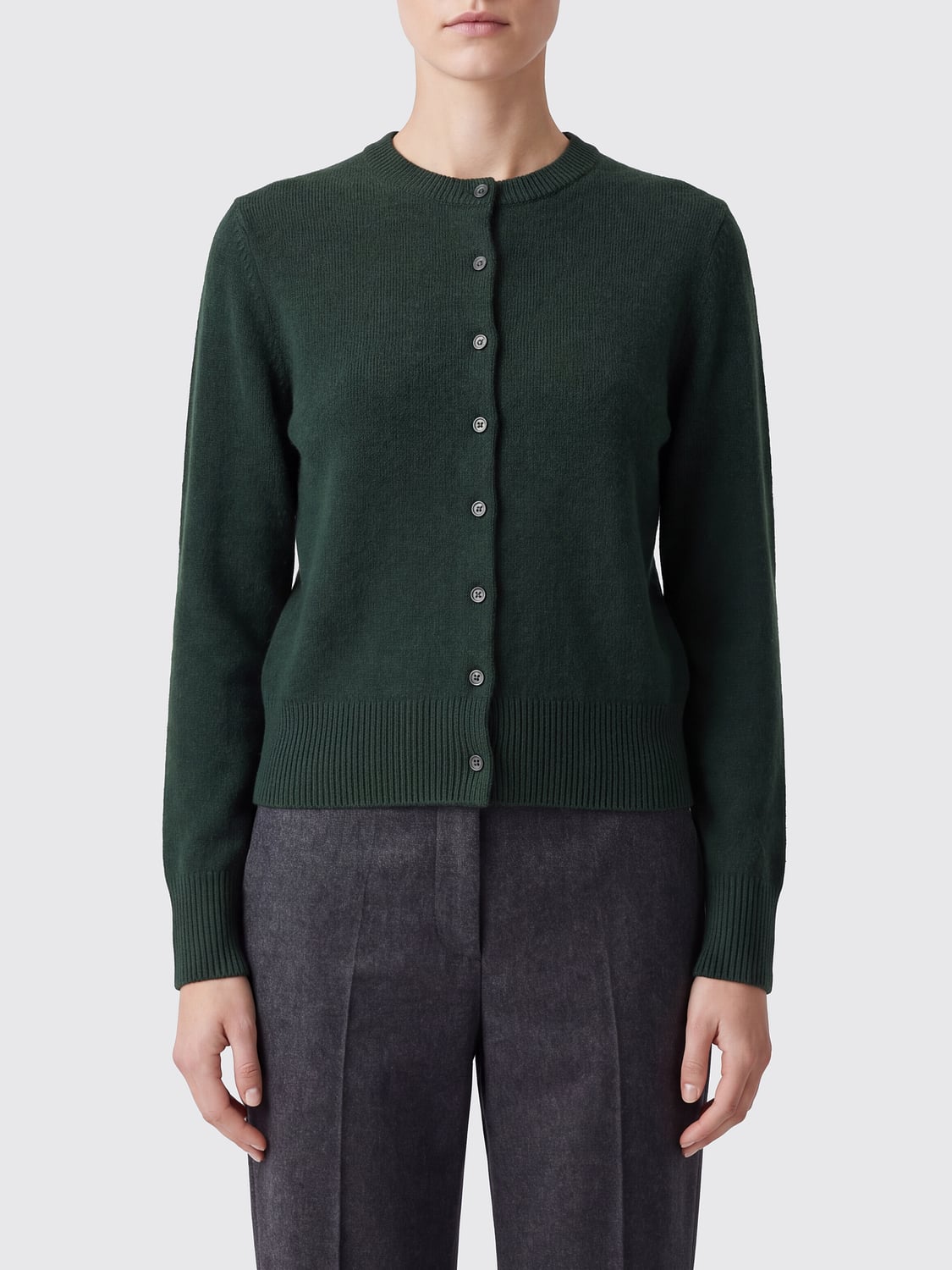 EXTREME CASHMERE PULL: Cardigan à col rond boutonné Extreme Cashmere en pur cachemire, Vert - Img 1