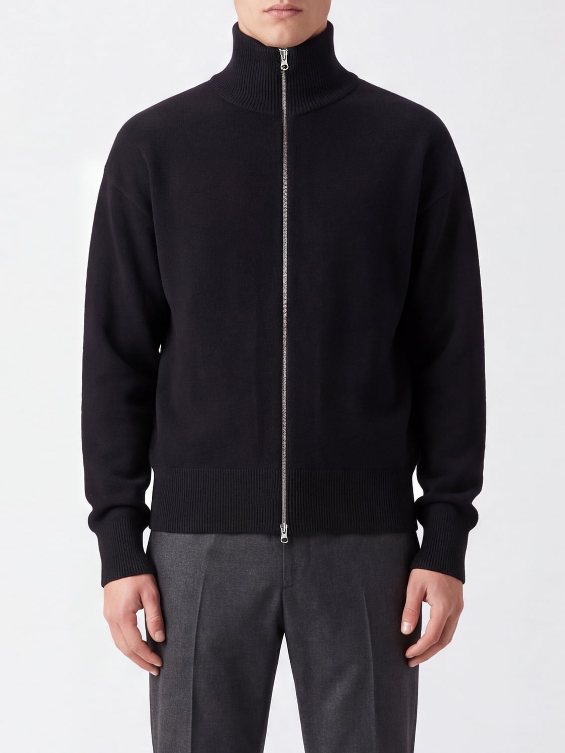 EXTREME CASHMERE PULLOVER: Kaschmir-Cardigan mit Reißverschluss und Rollkragen von Extreme Cashmere, Schwarz - Img 1