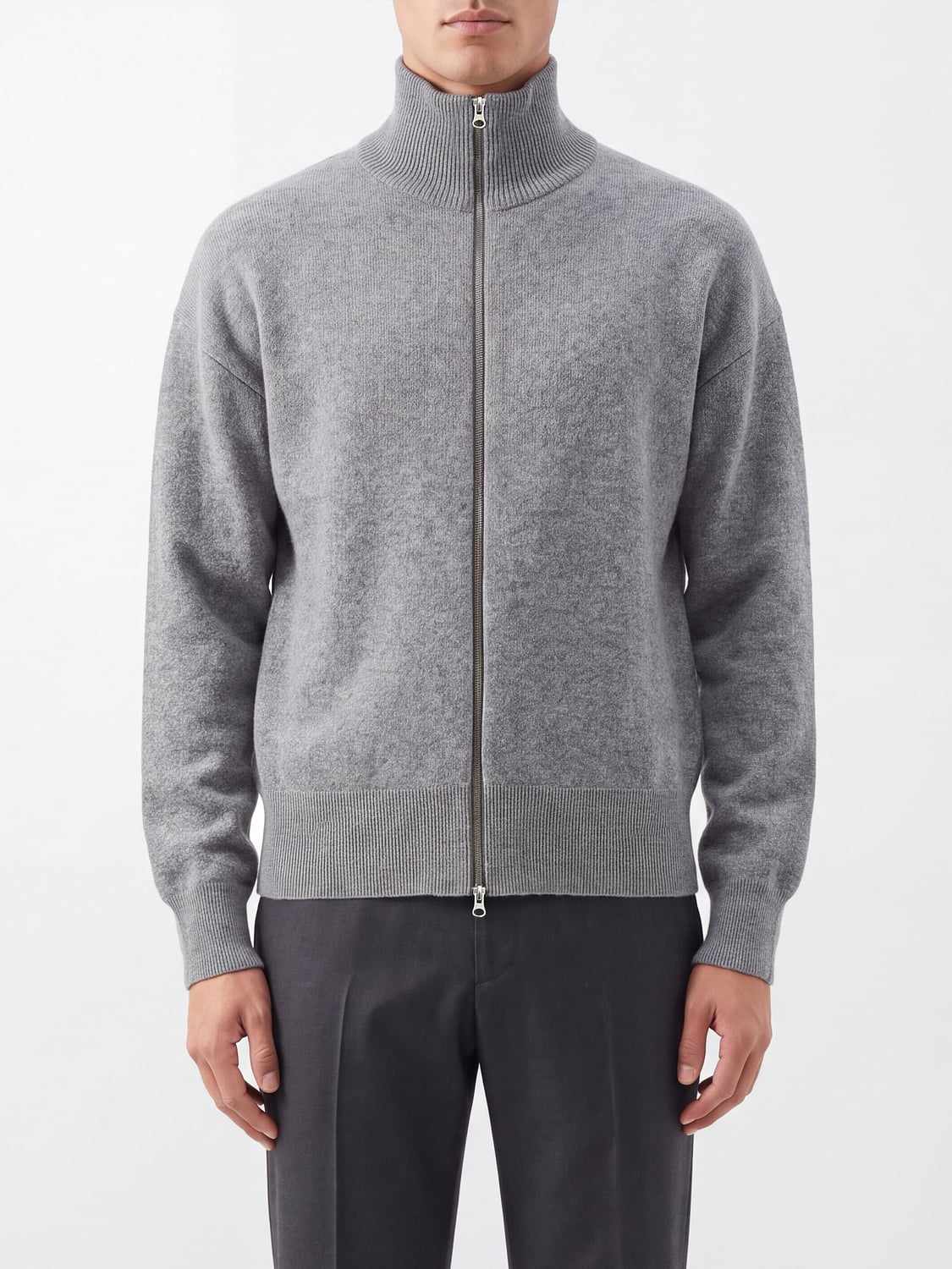 EXTREME CASHMERE PULL: Cardigan zippé à col roulé Extreme Cashmere en cachemire, Gris - Img 1