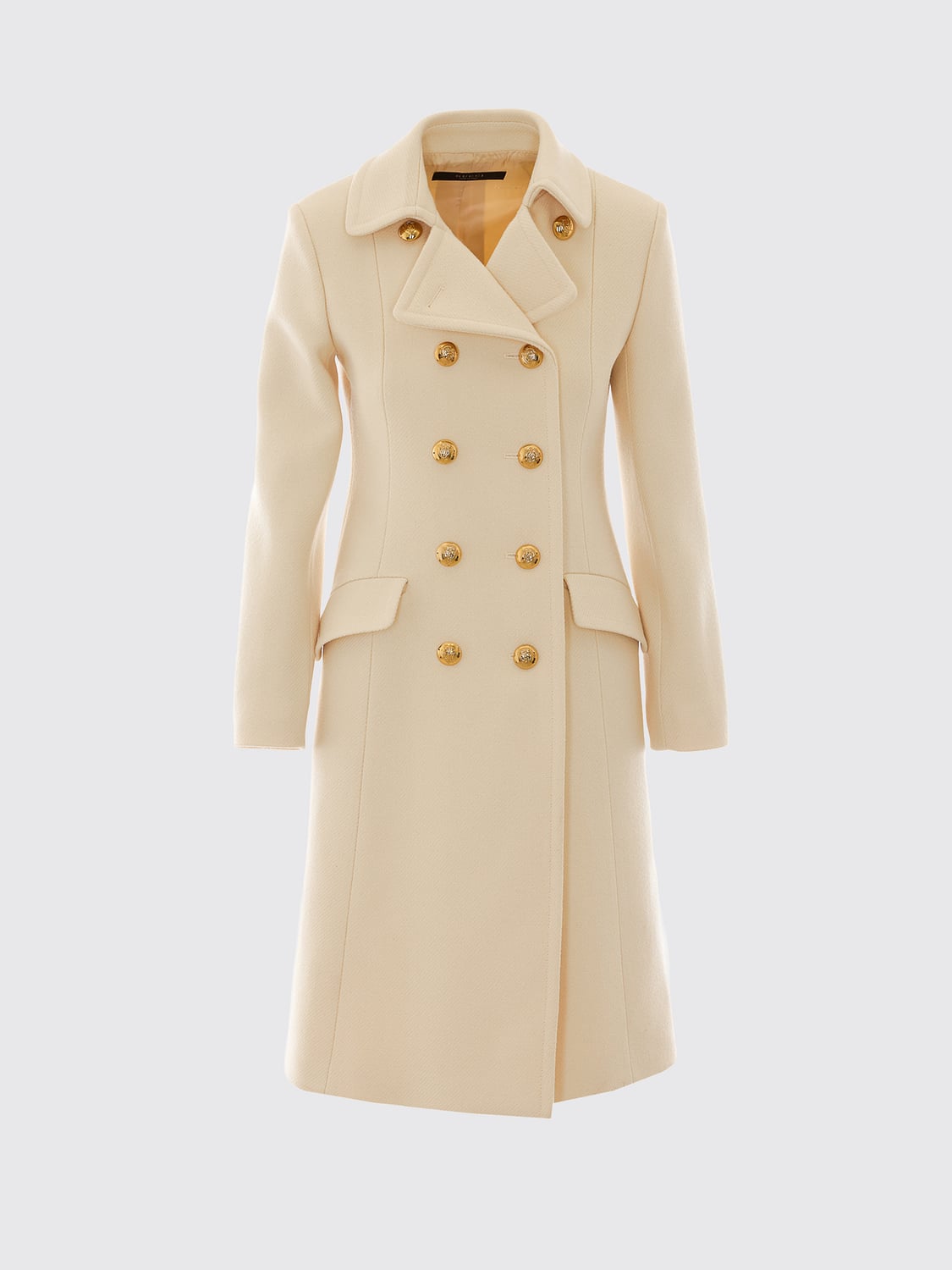 GUCCI COAT: Gucci Knee-Length Double-Breasted Wool Blend Coat, White - Img 2